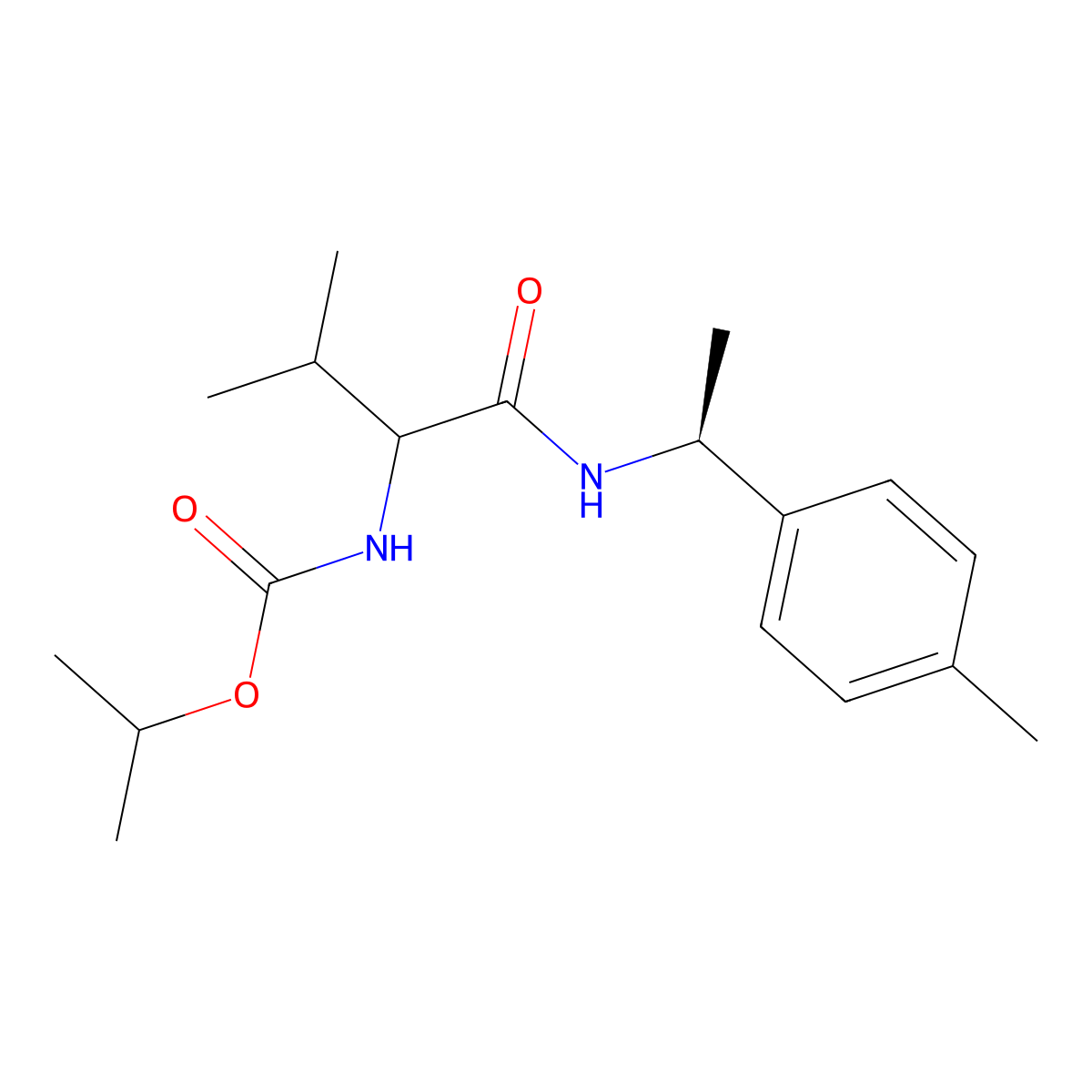 Carbamic acid, ((1S)-2-methyl-1-((((1R)-1-(4-methylphenyl)ethyl)amino)carbonyl)propyl)-, 1-methylethyl ester molecular structure, CAS 140923-25-7