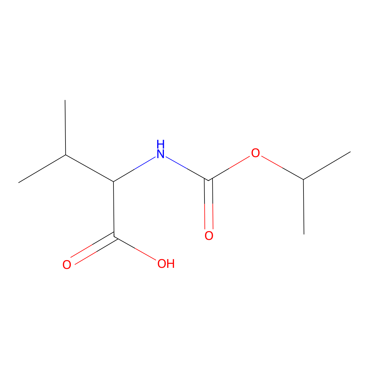 (2S)-3-methyl-2-(((propan-2-yloxy)carbonyl)amino)butanoic acid molecular structure, CAS 140923-27-9