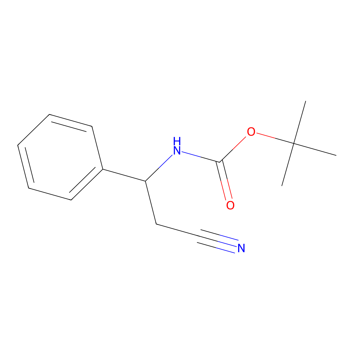 tert-butyl N-(2-cyano-1-phenylethyl)carbamate molecular structure, CAS 140925-25-3