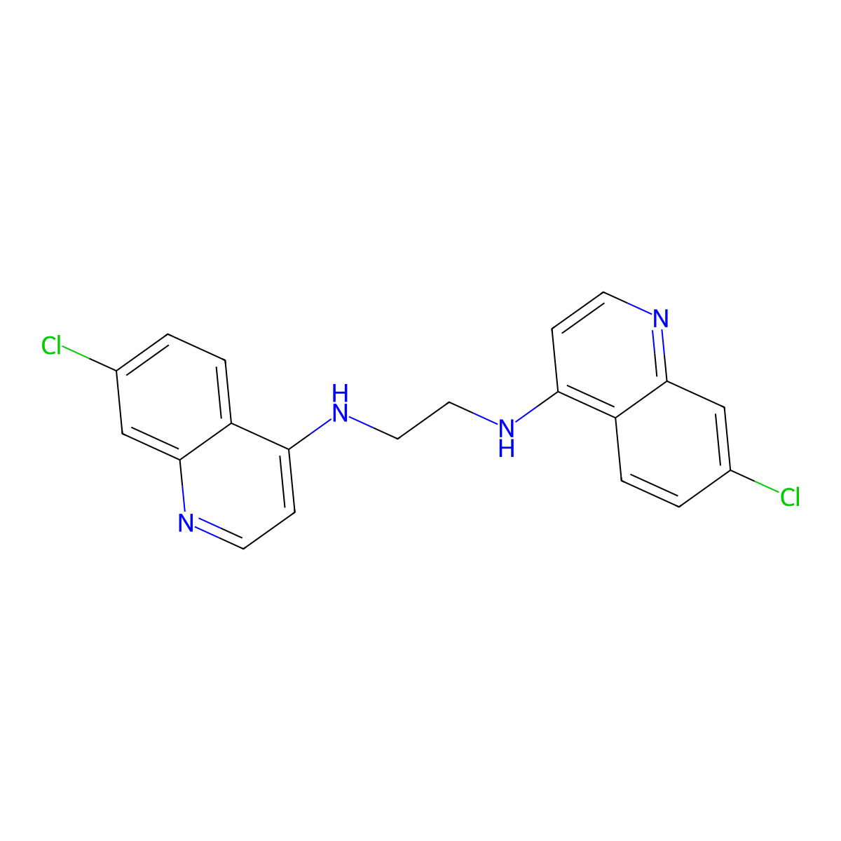 N,N'-bis(7-chloroquinolin-4-yl)ethane-1,2-diamine molecular structure, CAS 140926-75-6