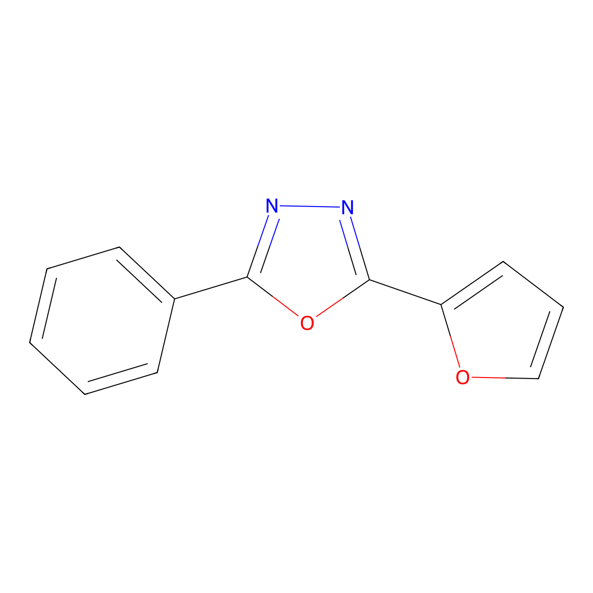 2-(2-Furyl)-5-phenyl-1,3,4-oxadiazole molecular structure, CAS 14093-97-1