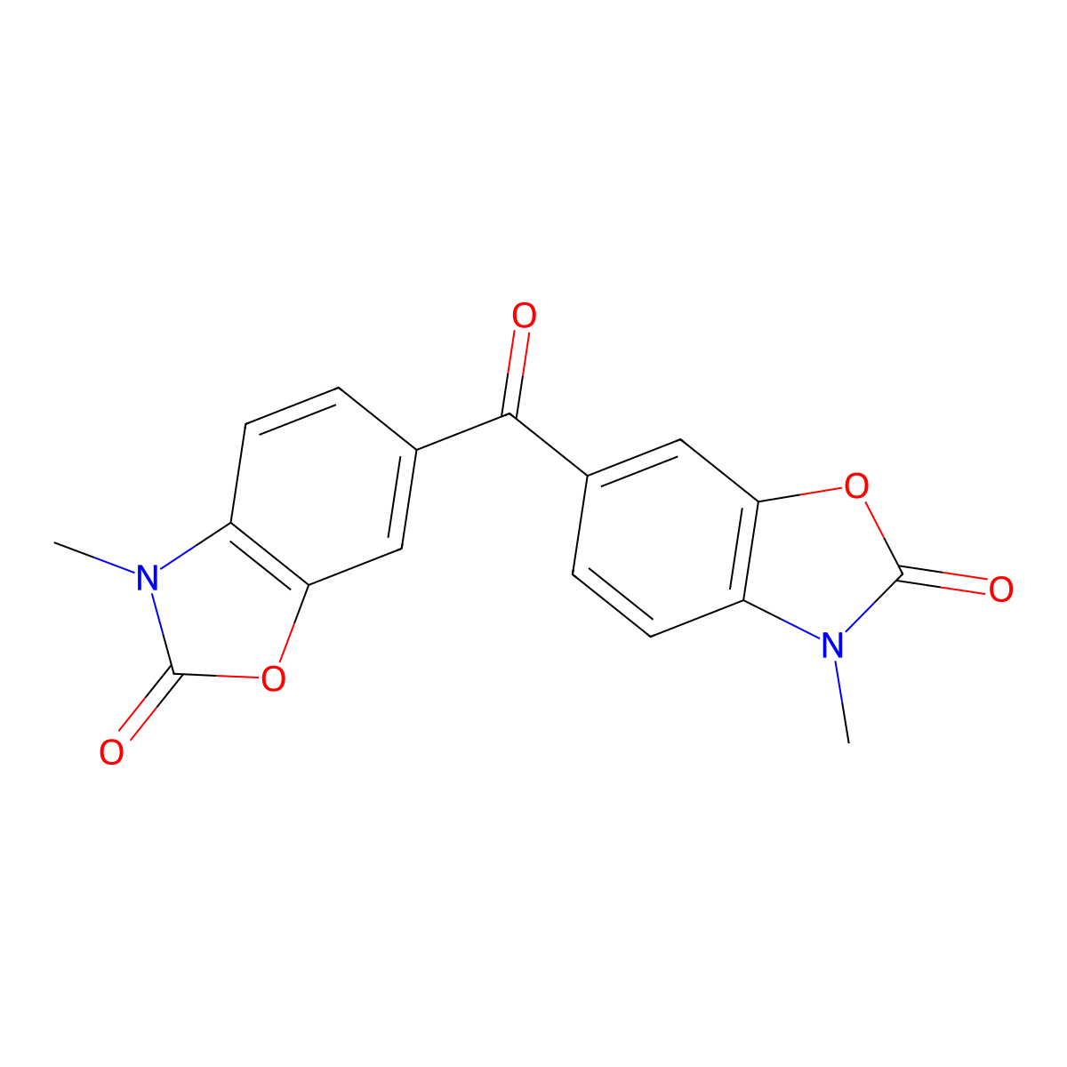 2(3H)-Benzoxazolone, 6,6'-carbonylbis[3-methyl- molecular structure, CAS 140934-87-8
