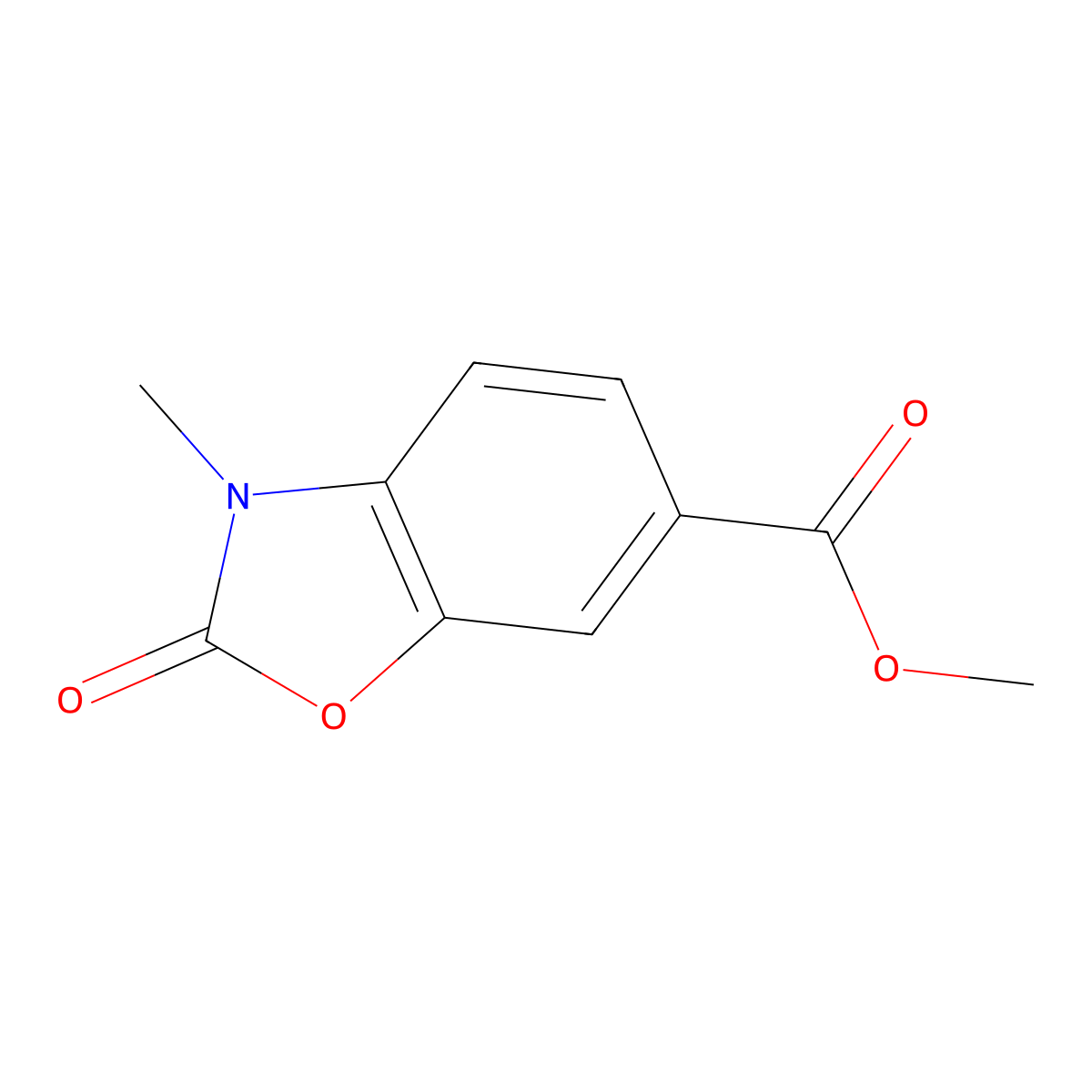 Methyl 3-methyl-2-oxo-1,3-benzoxazole-6-carboxylate molecular structure, CAS 140934-96-9