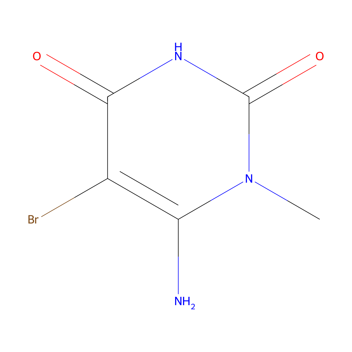 6-Amino-5-bromo-1-methyl-1,2,3,4-tetrahydropyrimidine-2,4-dione molecular structure, CAS 14094-37-2