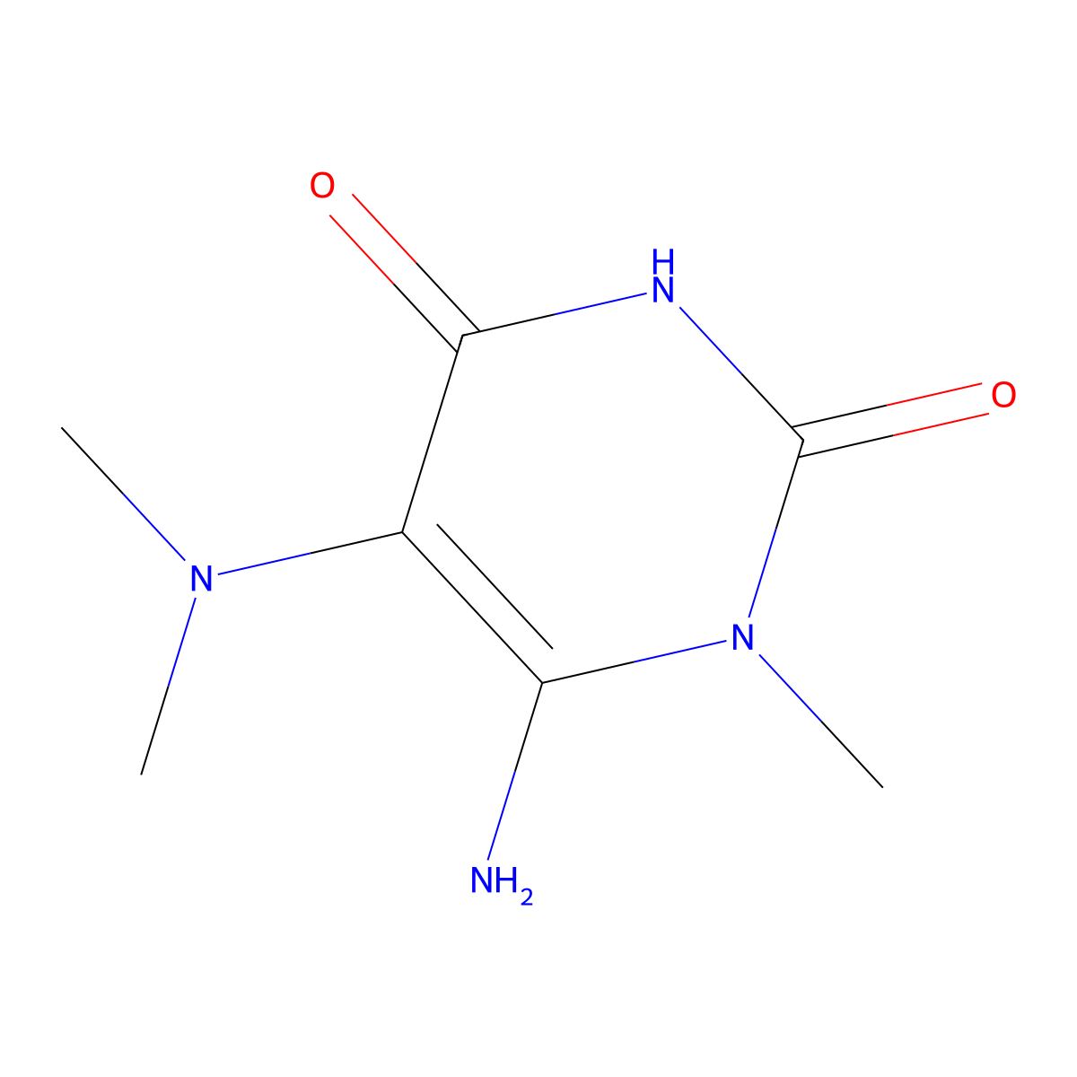 6-amino-5-(dimethylamino)-1-methylpyrimidine-2,4(1H,3H)-dione molecular structure, CAS 14094-38-3