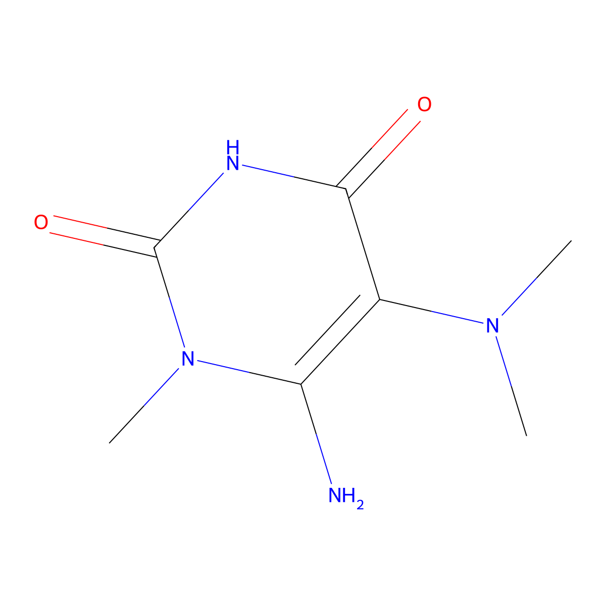 6-amino-5-(dimethylamino)-1-methylpyrimidine-2,4(1H,3H)-dione molecular structure, CAS 14094-38-3