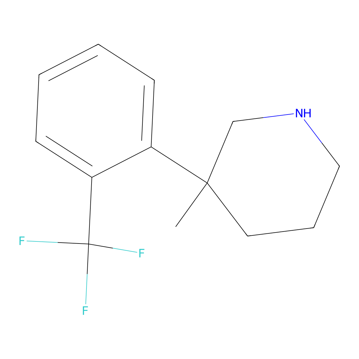 3-Methyl-3-[2-(trifluoromethyl)phenyl]piperidine molecular structure, CAS 1409465-61-7