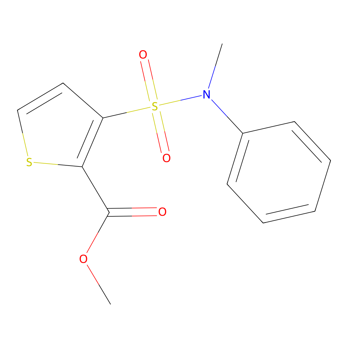 2-Thiophenecarboxylic acid, 3-((methylphenylamino)sulfonyl)-, methyl ester molecular structure, CAS 140947-38-2