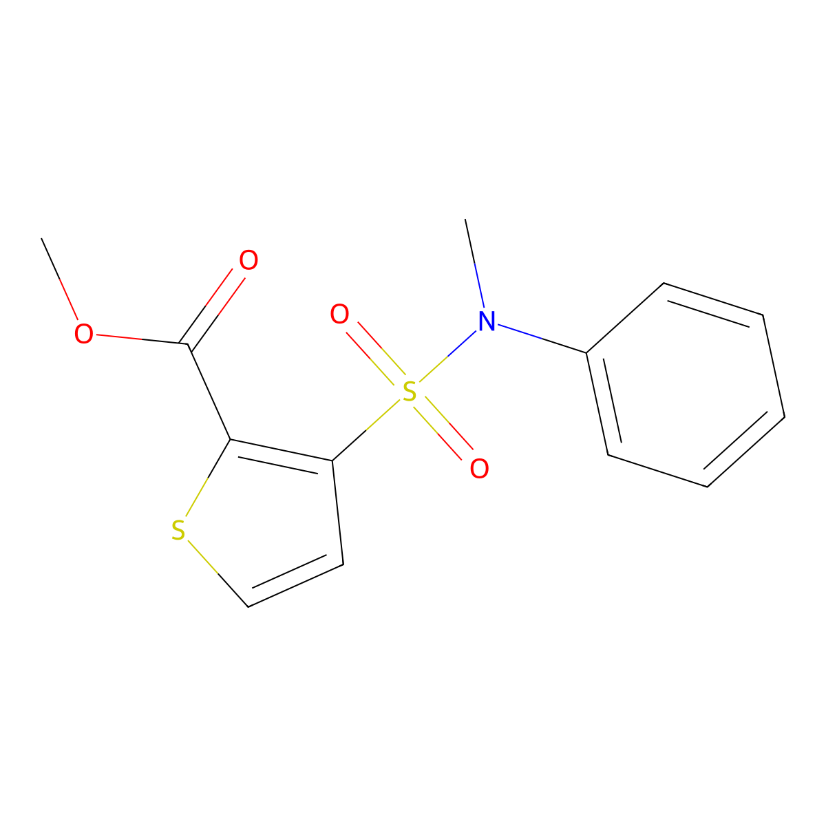 2-Thiophenecarboxylic acid, 3-((methylphenylamino)sulfonyl)-, methyl ester molecular structure, CAS 140947-38-2