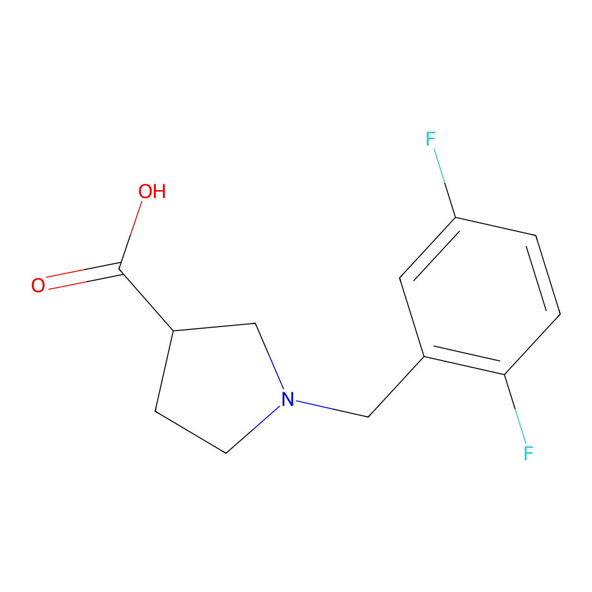 1-[(2,5-Difluorophenyl)methyl]pyrrolidine-3-carboxylic acid molecular structure, CAS 1409477-82-2