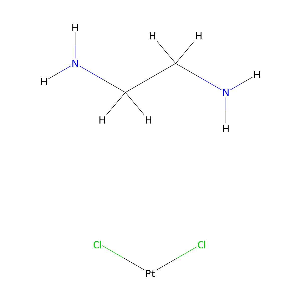 Dichloro(ethylenediamine)platinum(II) molecular structure, CAS 14096-51-6