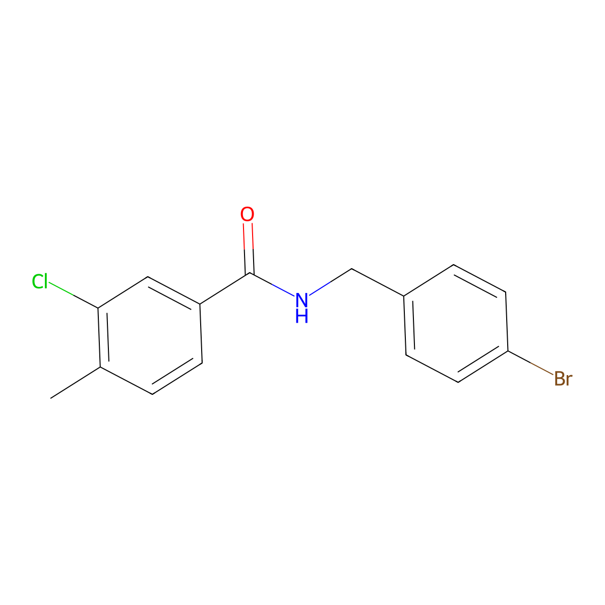 N-[(4-bromophenyl)methyl]-3-chloro-4-methylbenzamide molecular structure, CAS 1409643-97-5