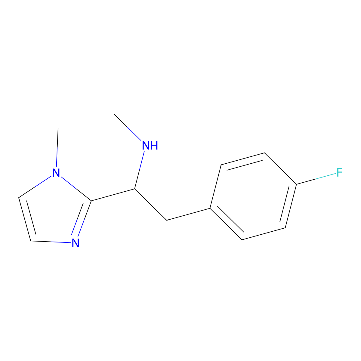 2-(4-fluorophenyl)-N-methyl-1-(1-methyl-1H-imidazol-2-yl)ethanamine molecular structure, CAS 1409660-51-0