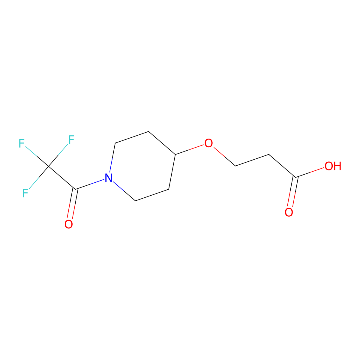 3-{[1-(Trifluoroacetyl)piperidin-4-yl]oxy}propanoic acid molecular structure, CAS 1409665-80-0