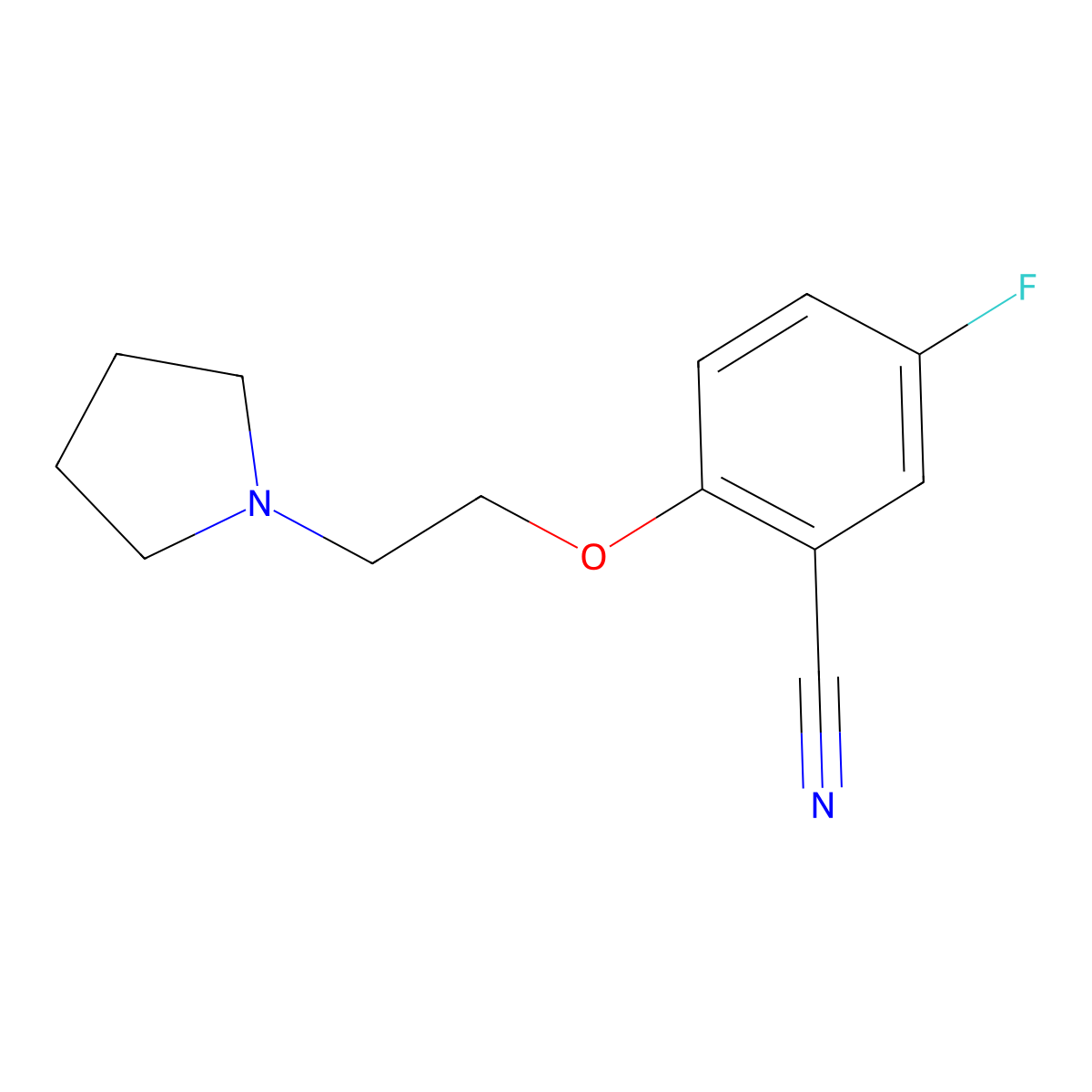 5-Fluoro-2-[2-(pyrrolidin-1-yl)ethoxy]benzonitrile molecular structure, CAS 1409706-48-4