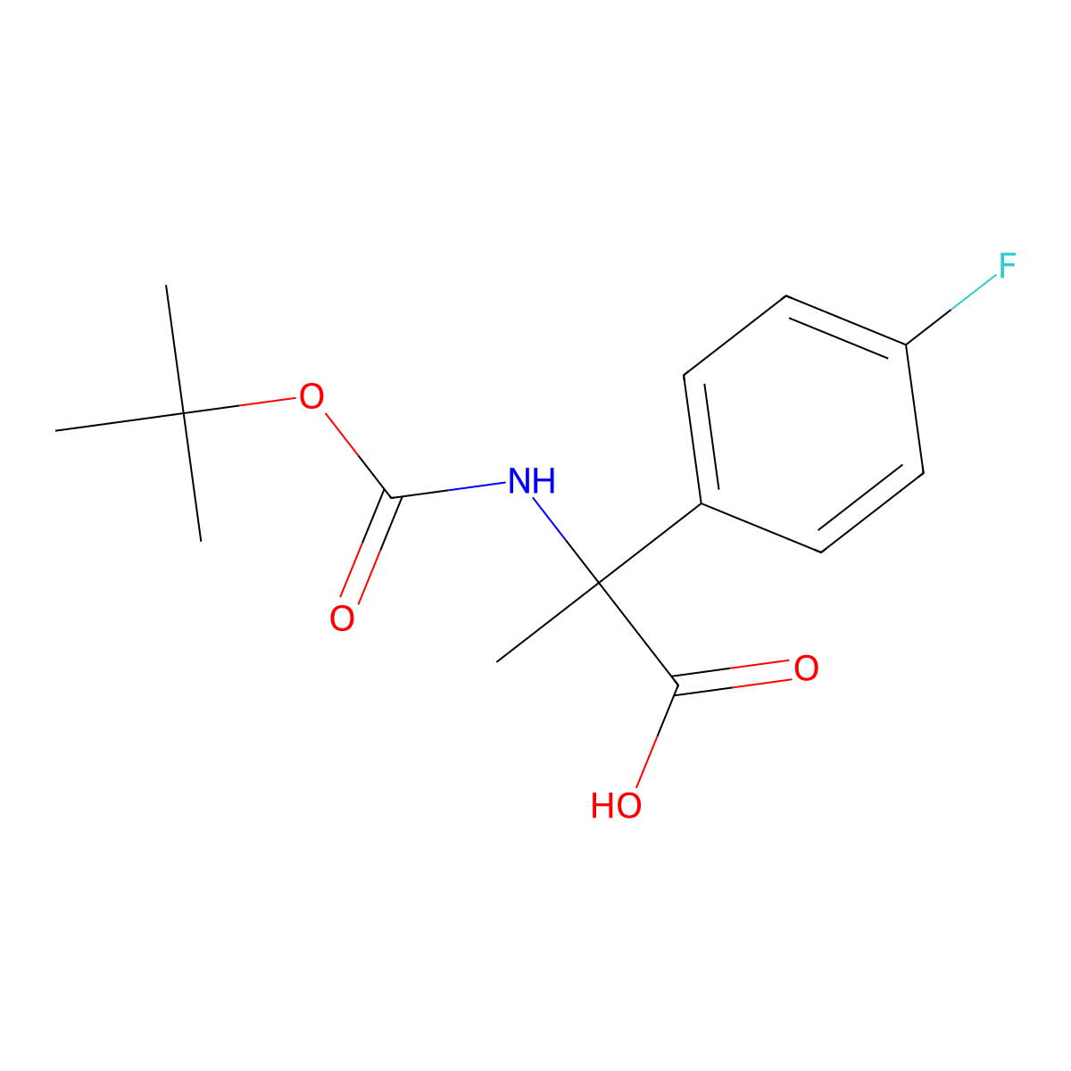 2-{[(Tert-butoxy)carbonyl]amino}-2-(4-fluorophenyl)propanoic acid molecular structure, CAS 1409719-85-2