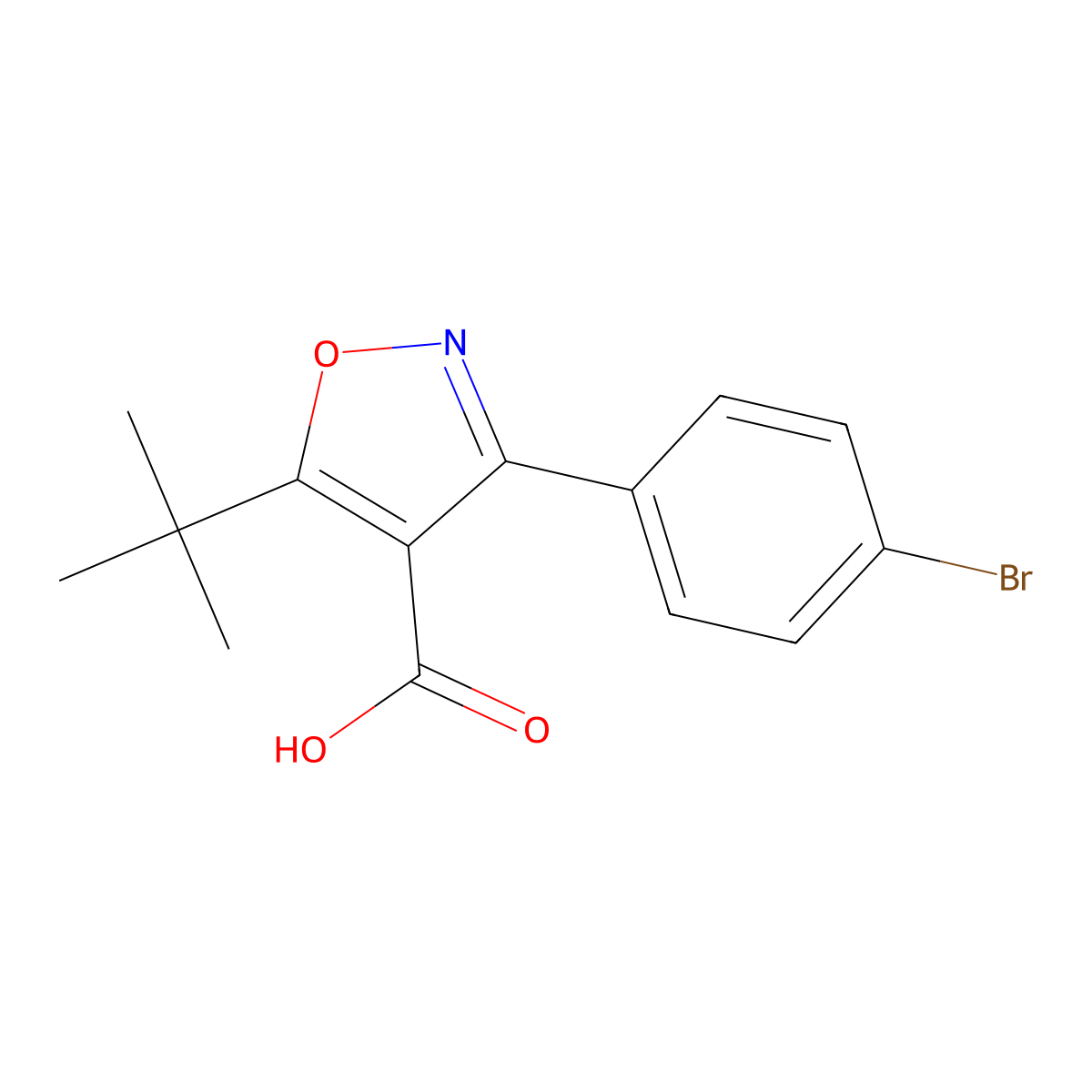 3-(4-Bromophenyl)-5-tert-butyl-1,2-oxazole-4-carboxylic acid molecular structure, CAS 1409734-37-7