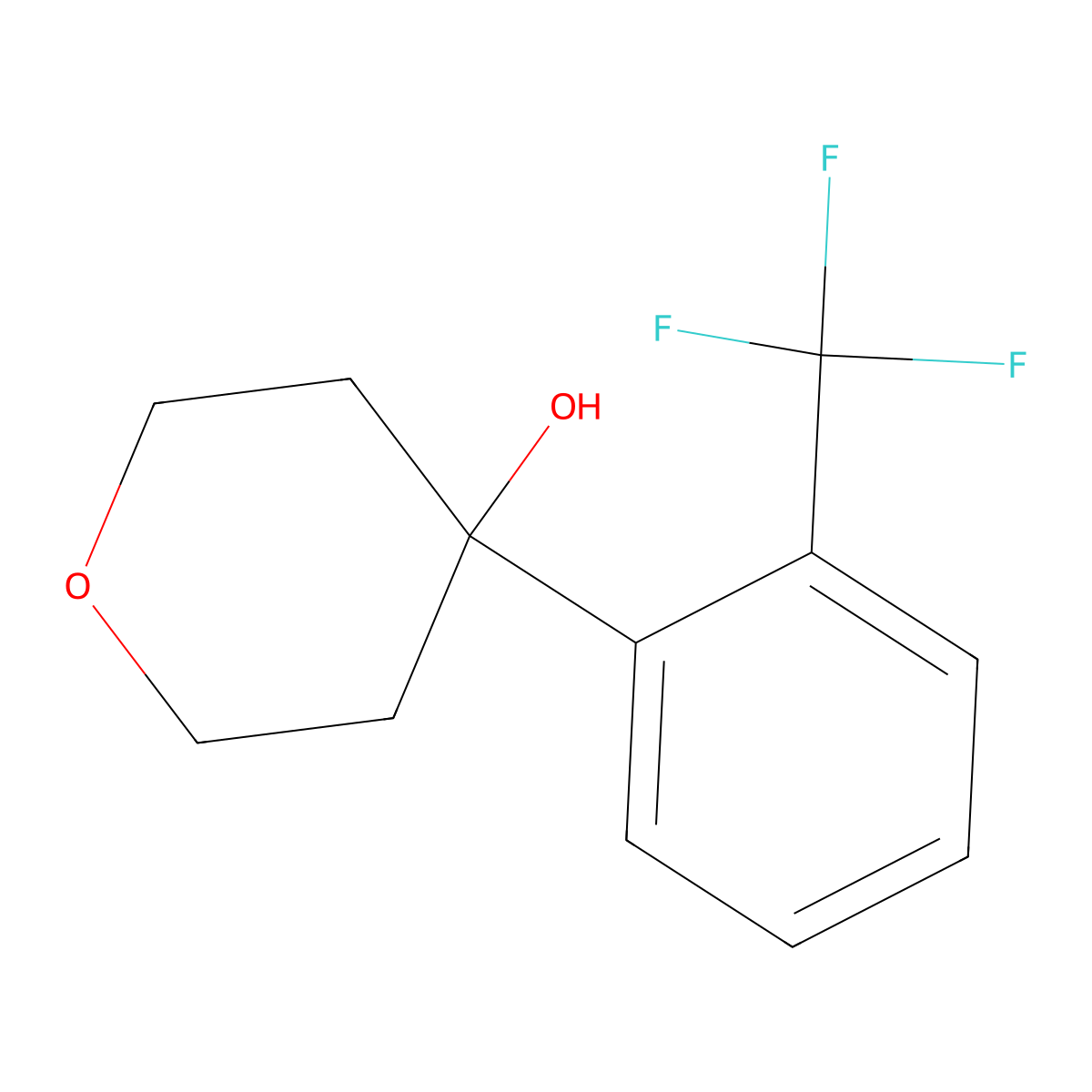 4-(2-(trifluoromethyl)phenyl)tetrahydro-2H-pyran-4-ol molecular structure, CAS 1409757-01-2