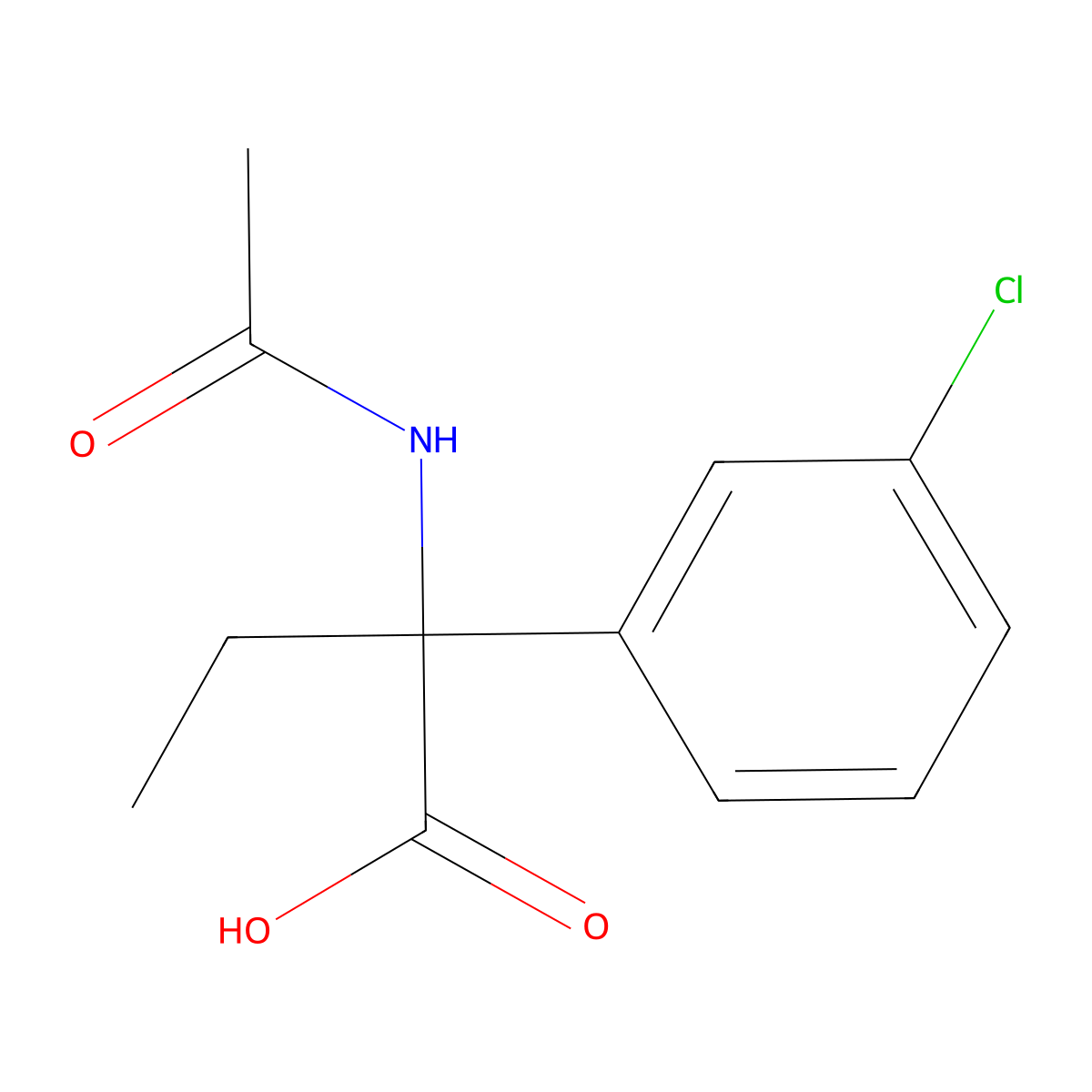 2-(3-Chlorophenyl)-2-acetamidobutanoic acid molecular structure, CAS 1409763-23-0