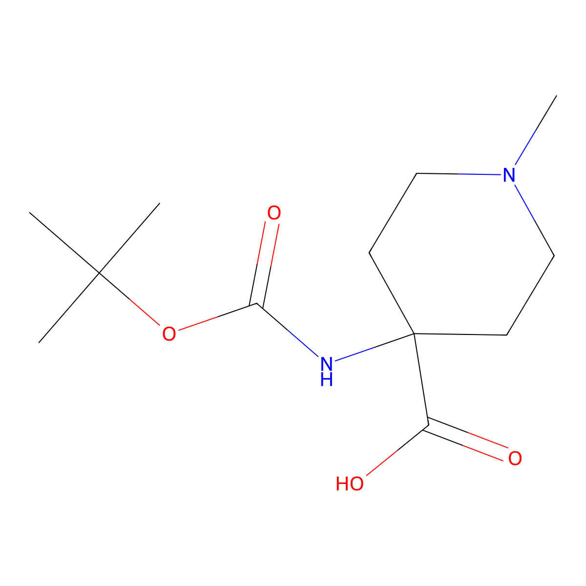 4-[(Tert-butoxycarbonyl)amino]-1-methylpiperidine-4-carboxylic acid molecular structure, CAS 1409782-99-5