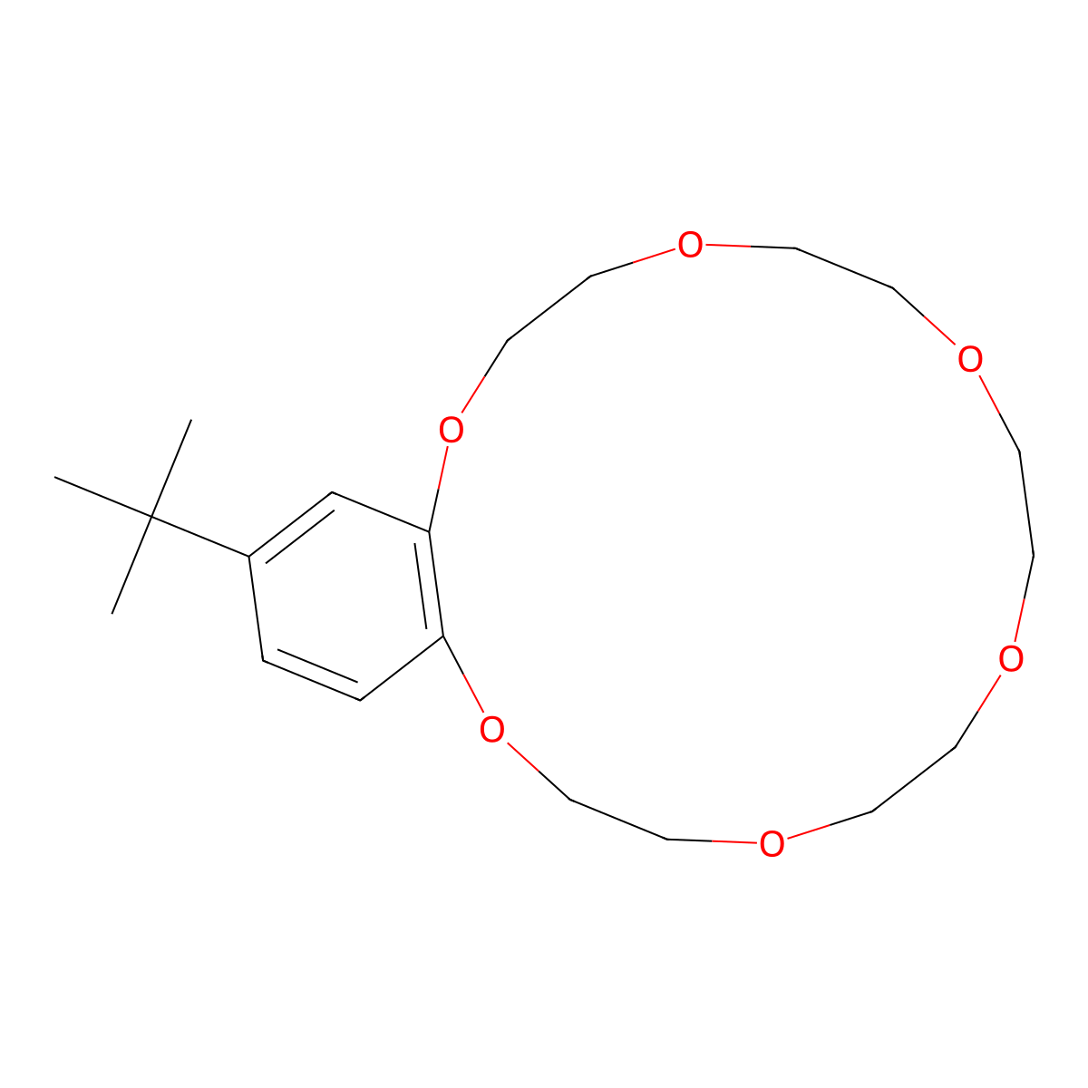 20-Tert-butyl-2,5,8,11,14,17-hexaoxabicyclo[16.4.0]docosa-1(18),19,21-triene molecular structure, CAS 14098-26-1