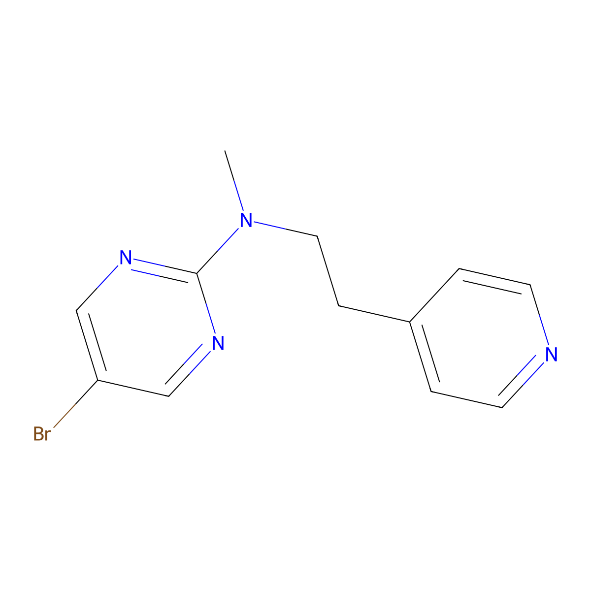 5-bromo-N-methyl-N-[2-(pyridin-4-yl)ethyl]pyrimidin-2-amine molecular structure, CAS 1409819-51-7