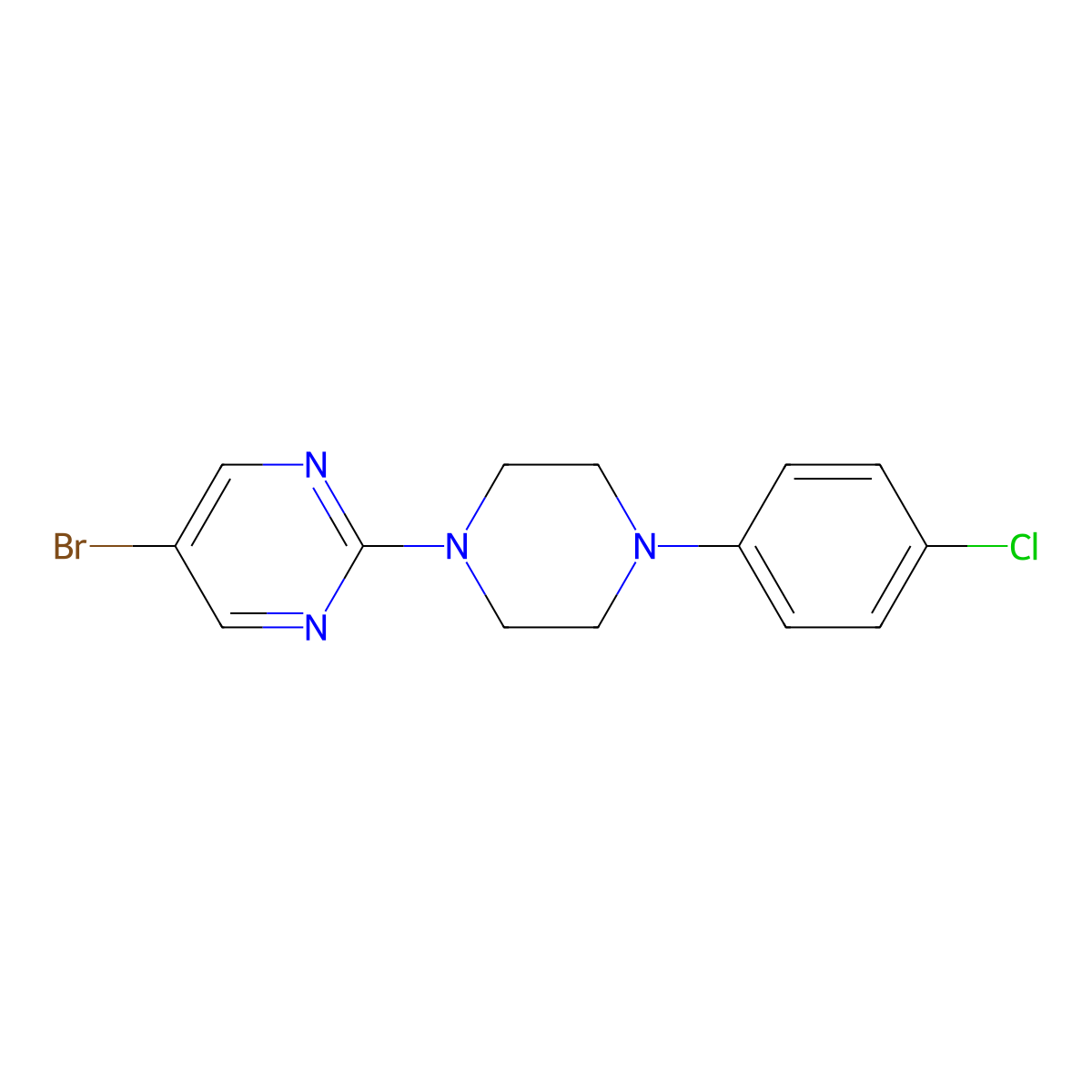 5-Bromo-2-[4-(4-chlorophenyl)piperazin-1-yl]pyrimidine molecular structure, CAS 1409831-77-1
