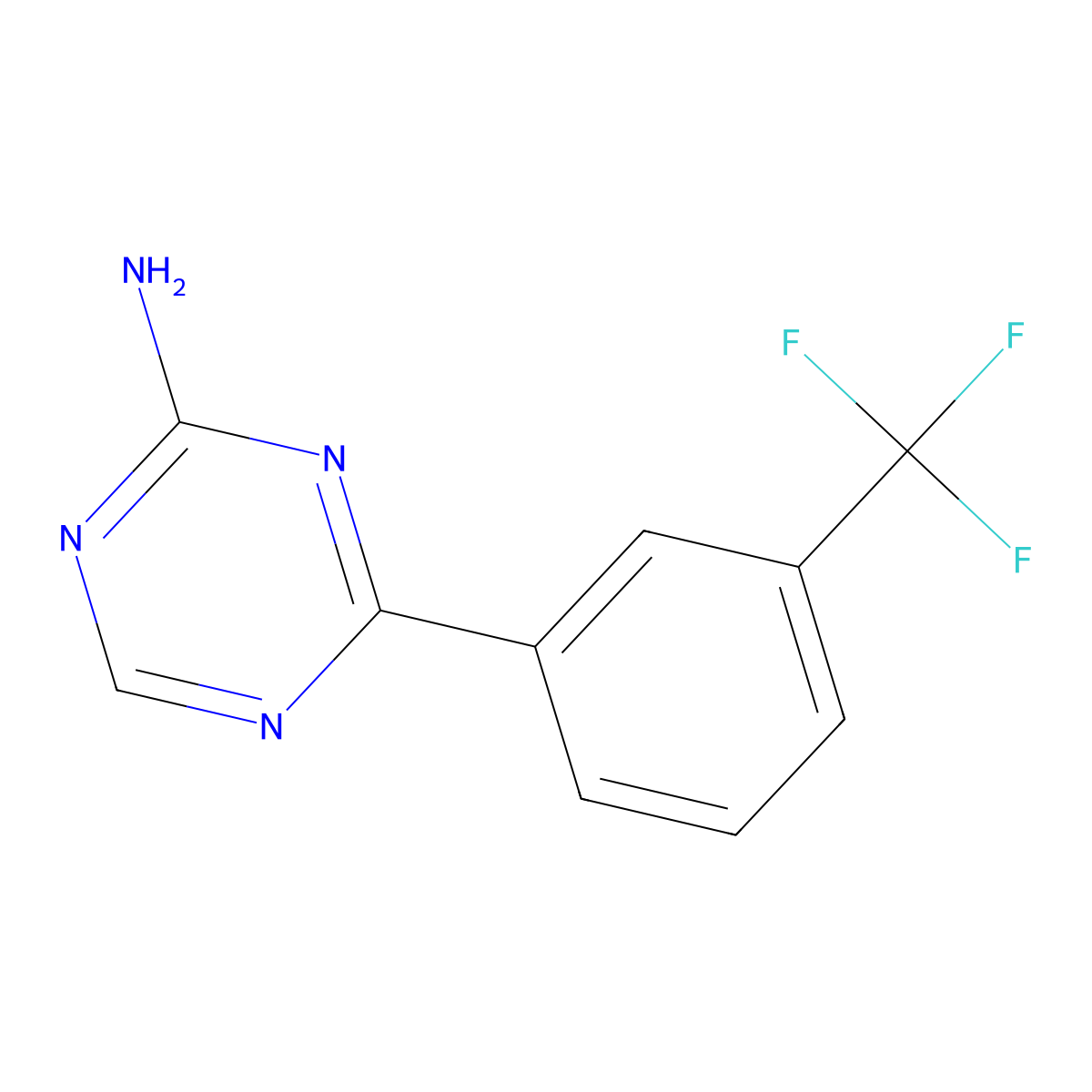 4-(3-Trifluoromethylphenyl)-1,3,5-triazin-2-amine molecular structure, CAS 1409868-50-3