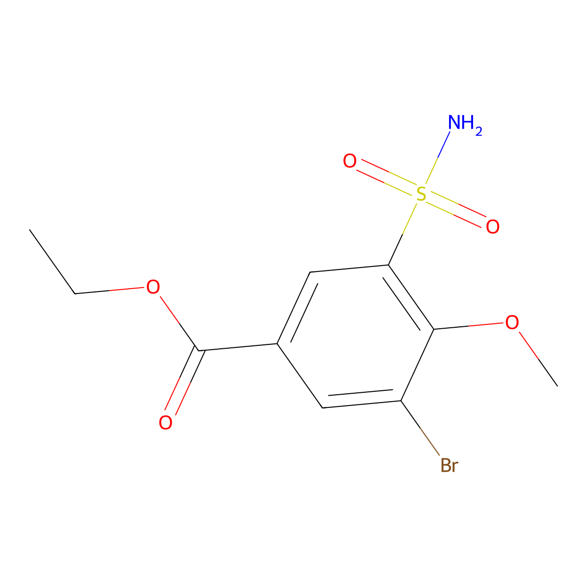Ethyl 3-bromo-4-methoxy-5-sulfamoylbenzoate molecular structure, CAS 1409878-73-4