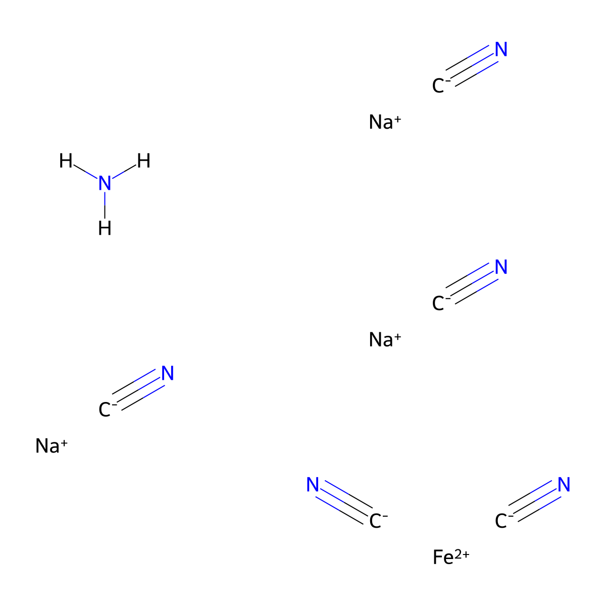 Ferrate(3-), amminepentakis(cyano-C)-, trisodium molecular structure, CAS 14099-05-9