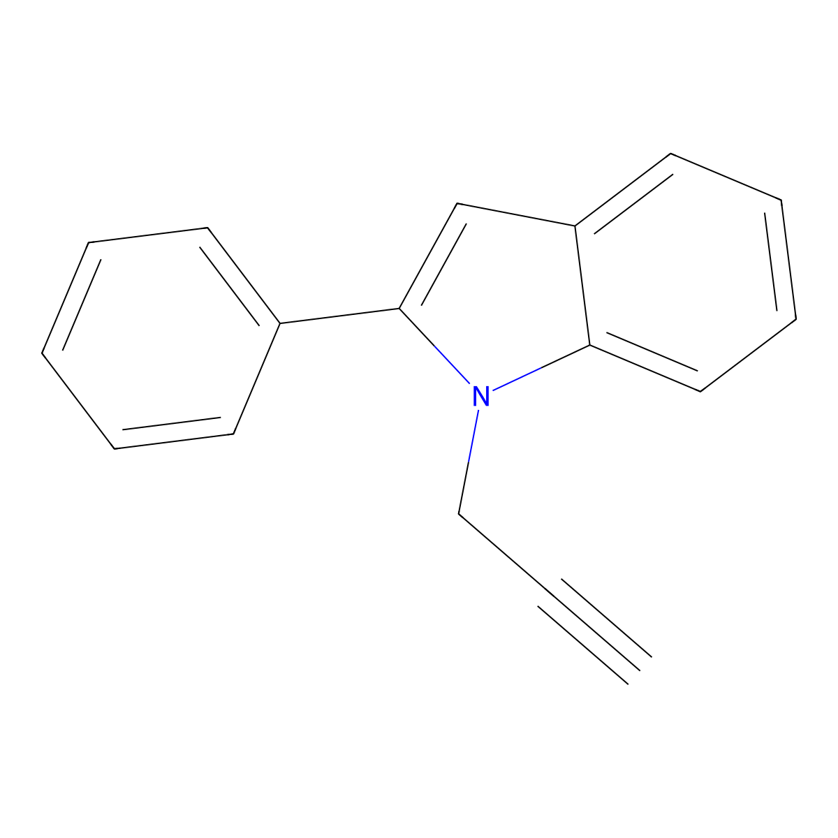 2-phenyl-1-(prop-2-yn-1-yl)-1H-indole molecular structure, CAS 1409942-35-3