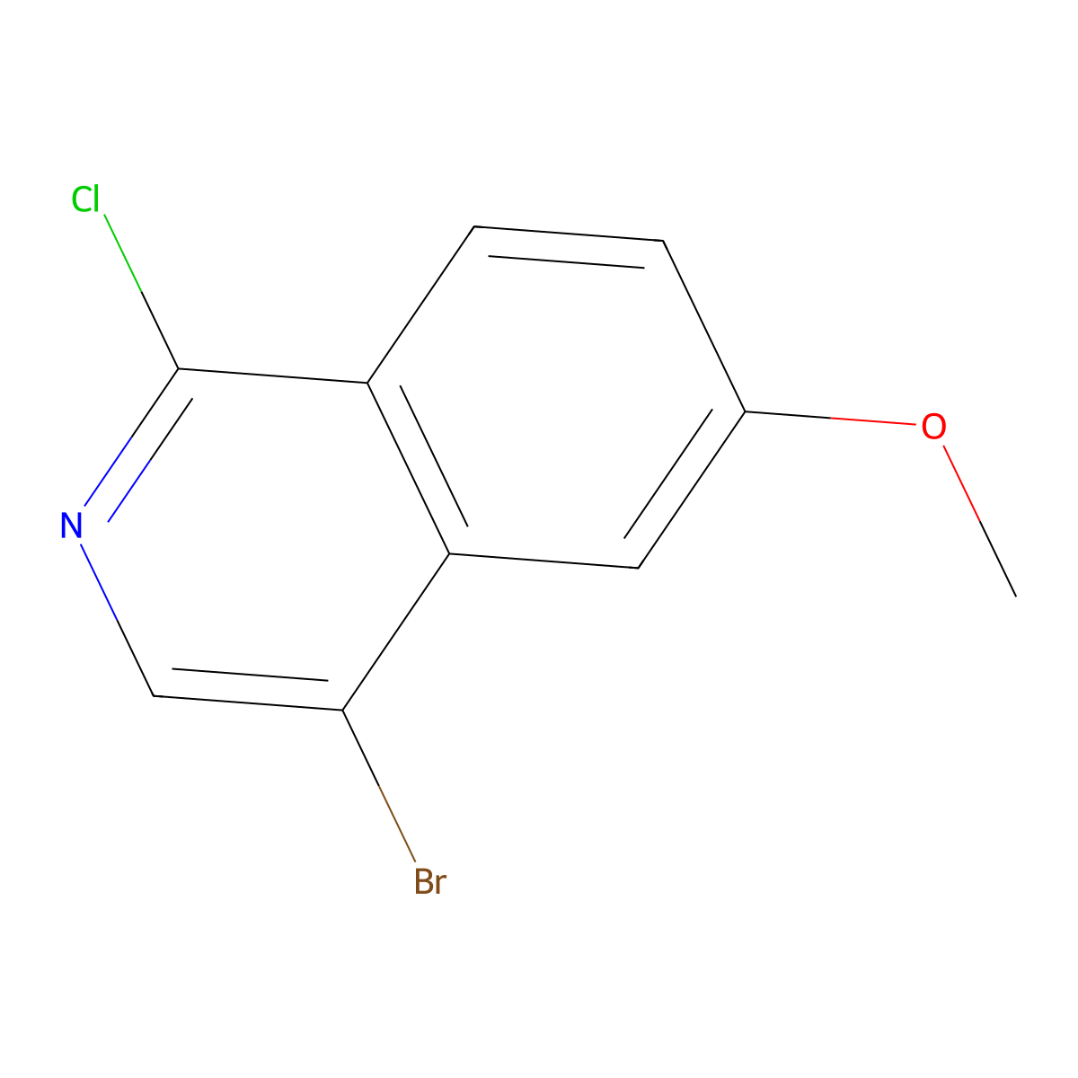 4-Bromo-1-chloro-6-methoxyisoquinoline molecular structure, CAS 1409964-75-5