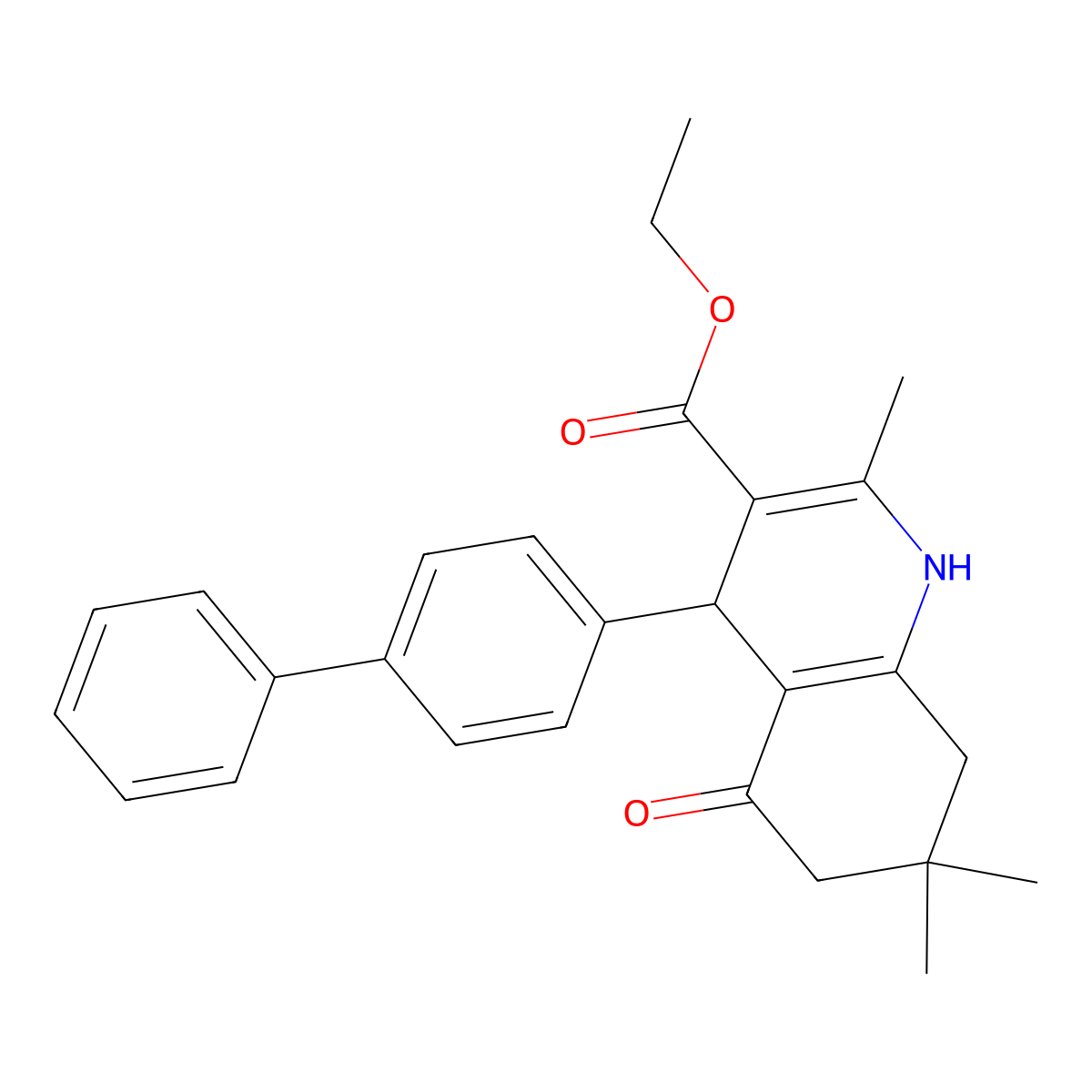 (R)-ethyl 4-(biphenyl-4-yl)-2,7,7-trimethyl-5-oxo-1,4,5,6,7,8-hexahydroquinoline-3-carboxylate molecular structure, CAS 1409968-46-2