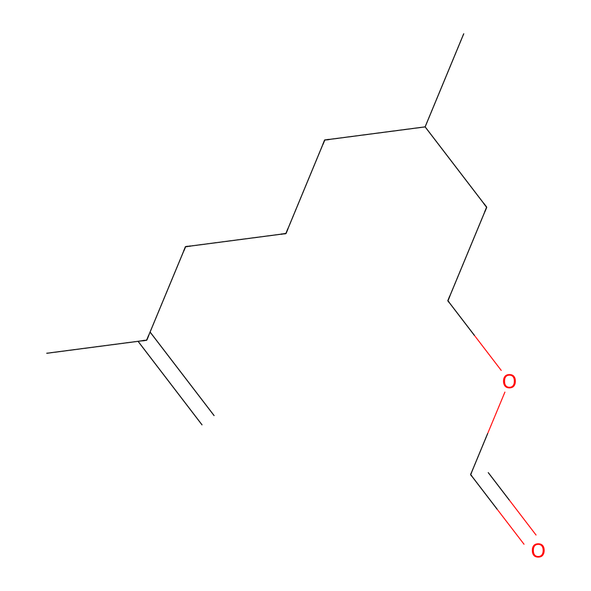 7-Octen-1-ol, 3,7-dimethyl-, 1-formate molecular structure, CAS 141-09-3