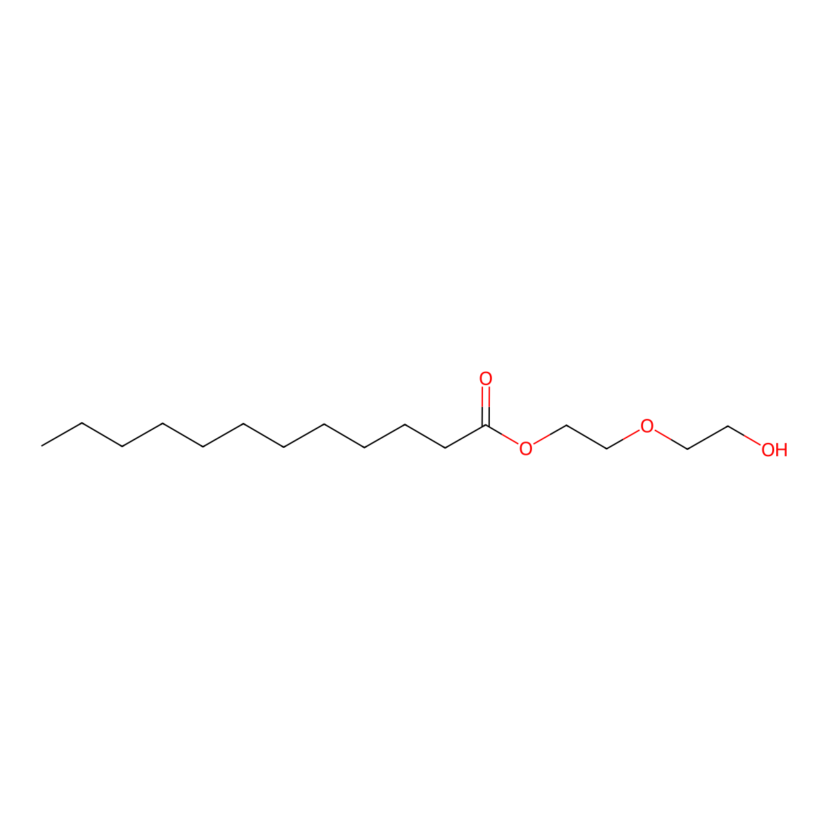 Diethylene glycol monolaurate molecular structure, CAS 141-20-8