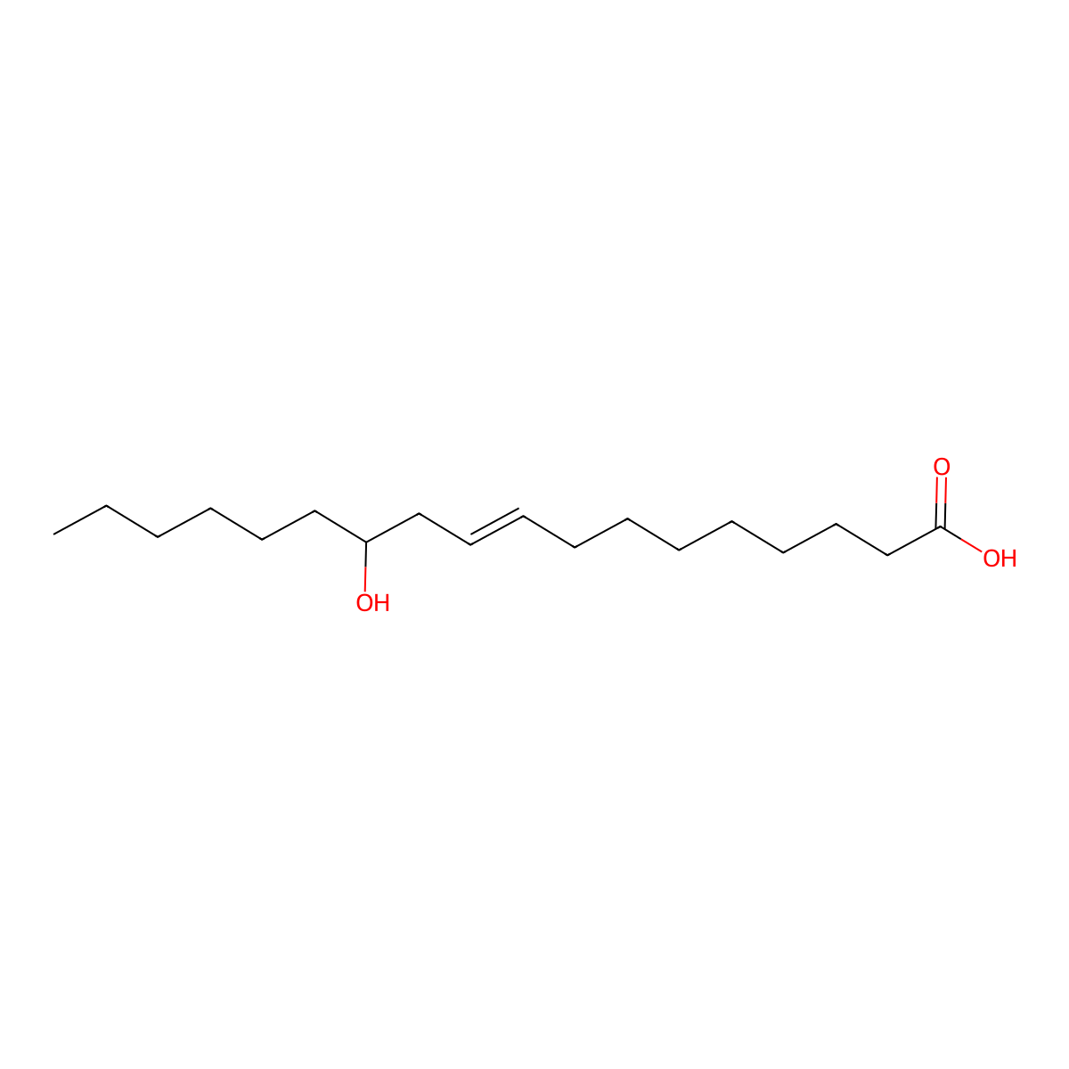 Ricinoleic Acid molecular structure, CAS 141-22-0