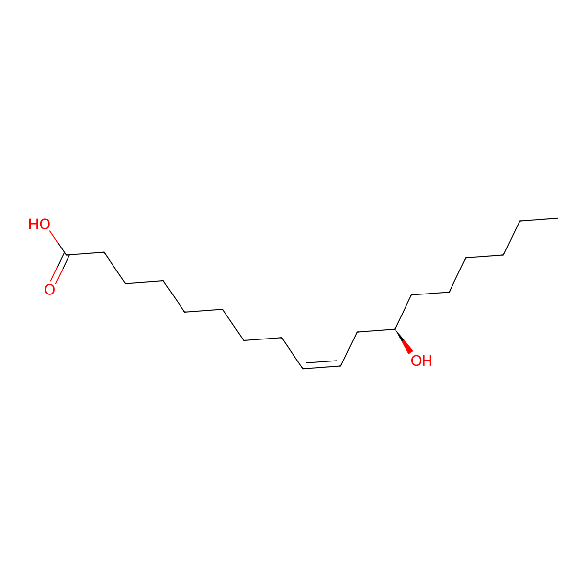 Ricinoleic Acid molecular structure, CAS 141-22-0