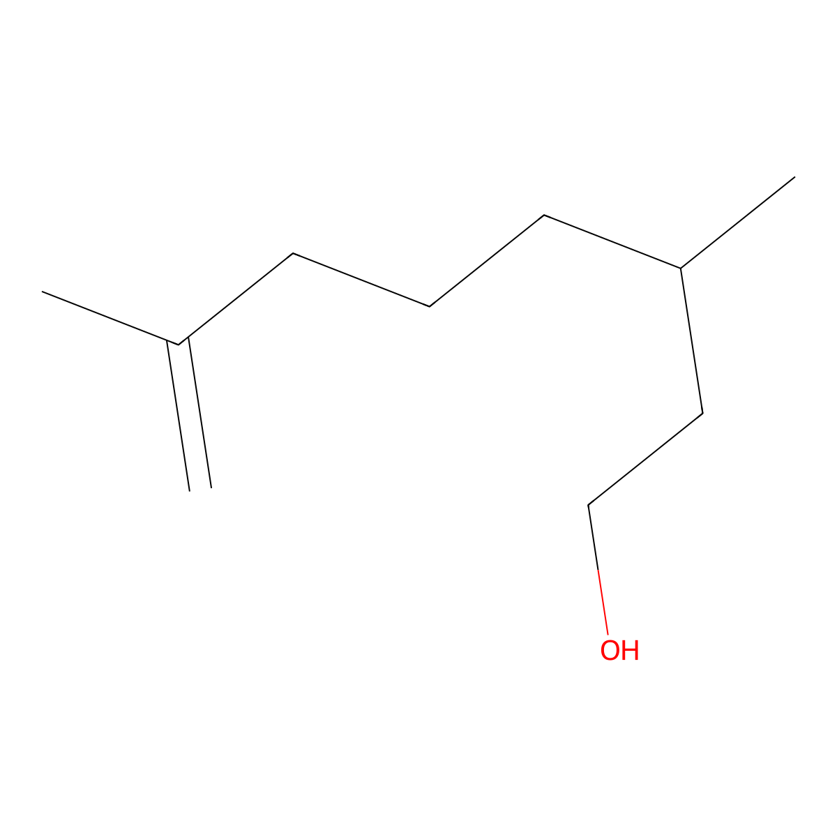 3,7-Dimethyl-7-octen-1-ol molecular structure, CAS 141-25-3