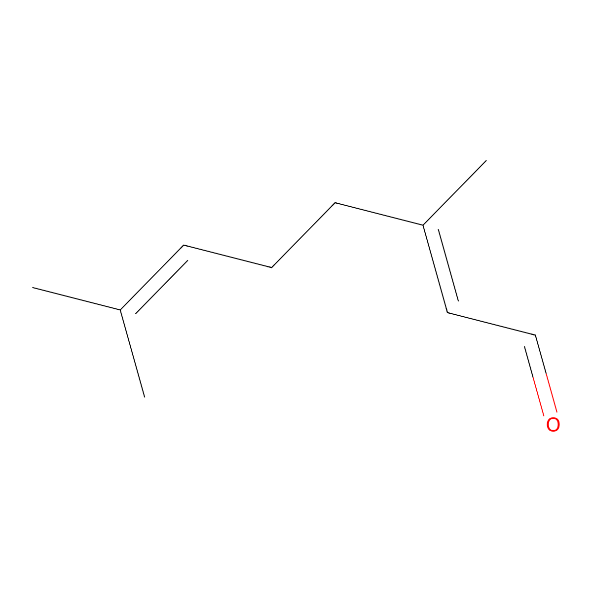Citral molecular structure, CAS 141-27-5