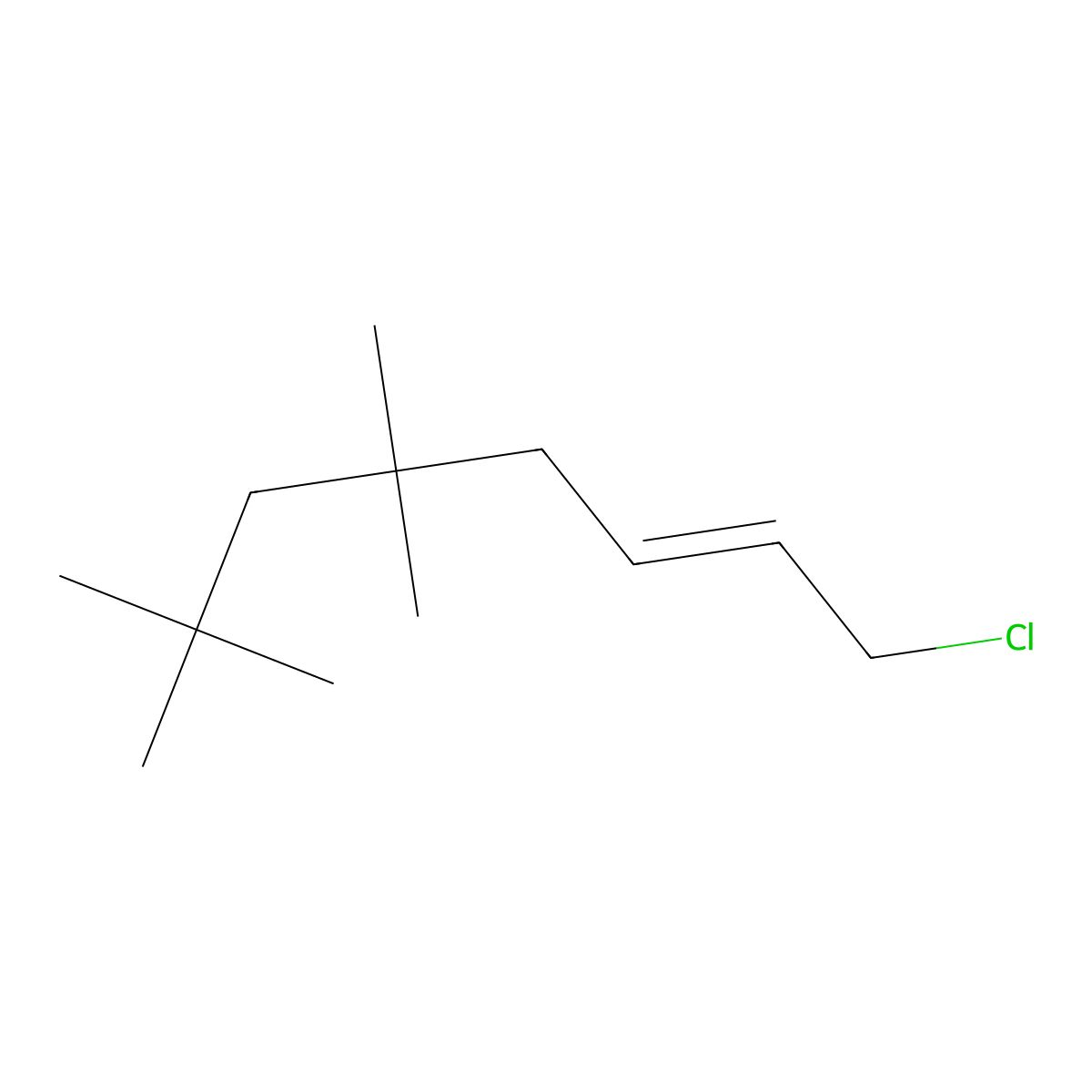 1-Chloro-5,5,7,7-tetramethyl-2-octene molecular structure, CAS 141-64-0