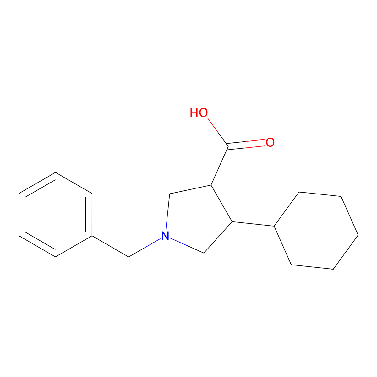 1-Benzyl-4-cyclohexylpyrrolidine-3-carboxylic acid molecular structure, CAS 1410070-88-0