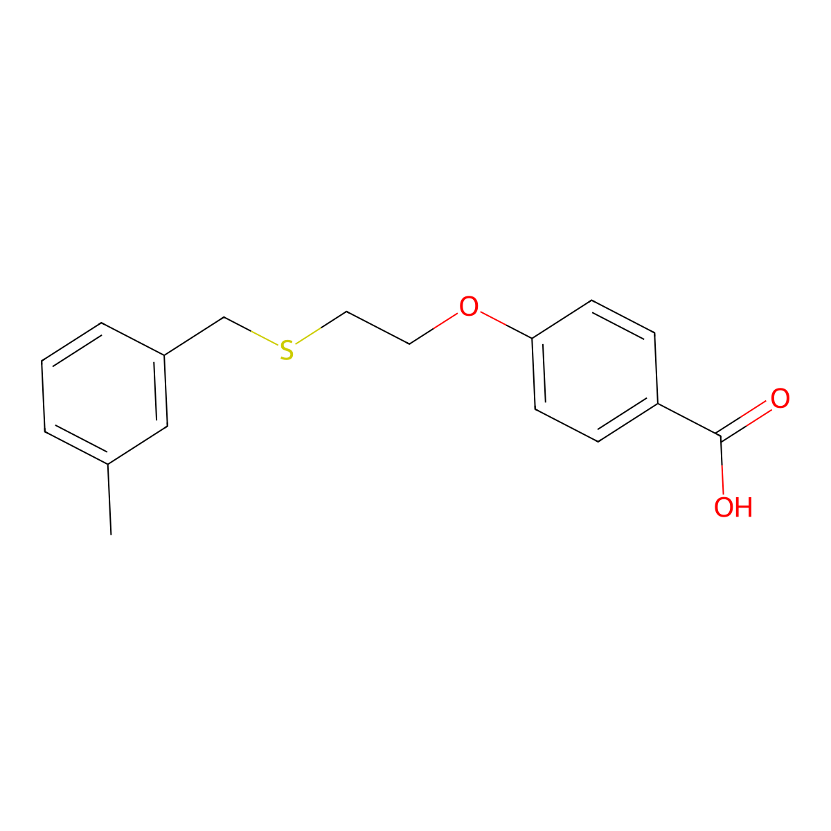 4-{2-[(3-Methylbenzyl)sulfanyl]ethoxy}benzoic acid molecular structure, CAS 1410122-92-7