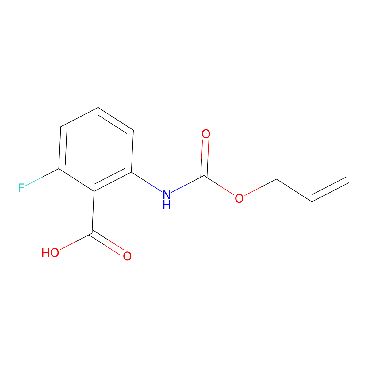 2-Fluoro-6-{[(prop-2-en-1-yloxy)carbonyl]amino}benzoic acid molecular structure, CAS 1410132-02-3