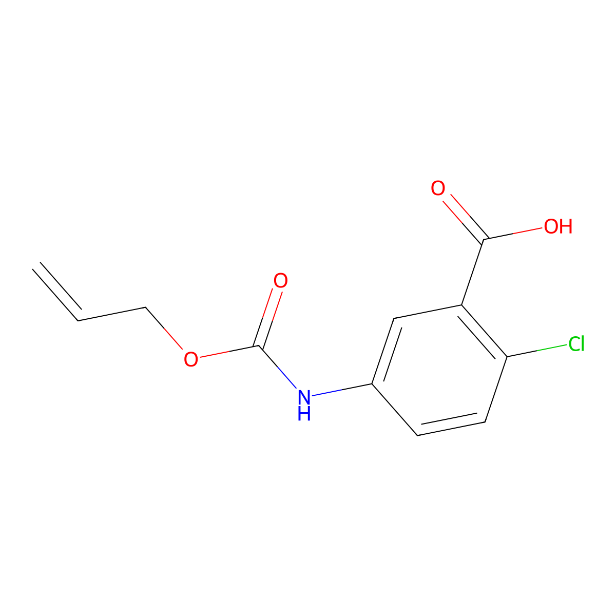 2-Chloro-5-{[(prop-2-en-1-yloxy)carbonyl]amino}benzoic acid molecular structure, CAS 1410132-10-3