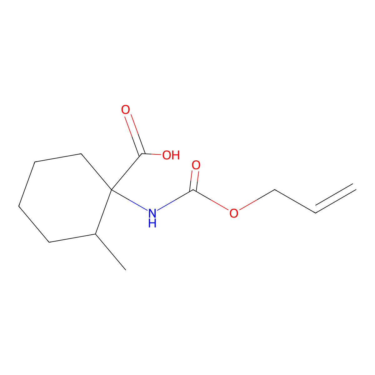 2-Methyl-1-{[(prop-2-en-1-yloxy)carbonyl]amino}cyclohexane-1-carboxylic acid molecular structure, CAS 1410132-16-9