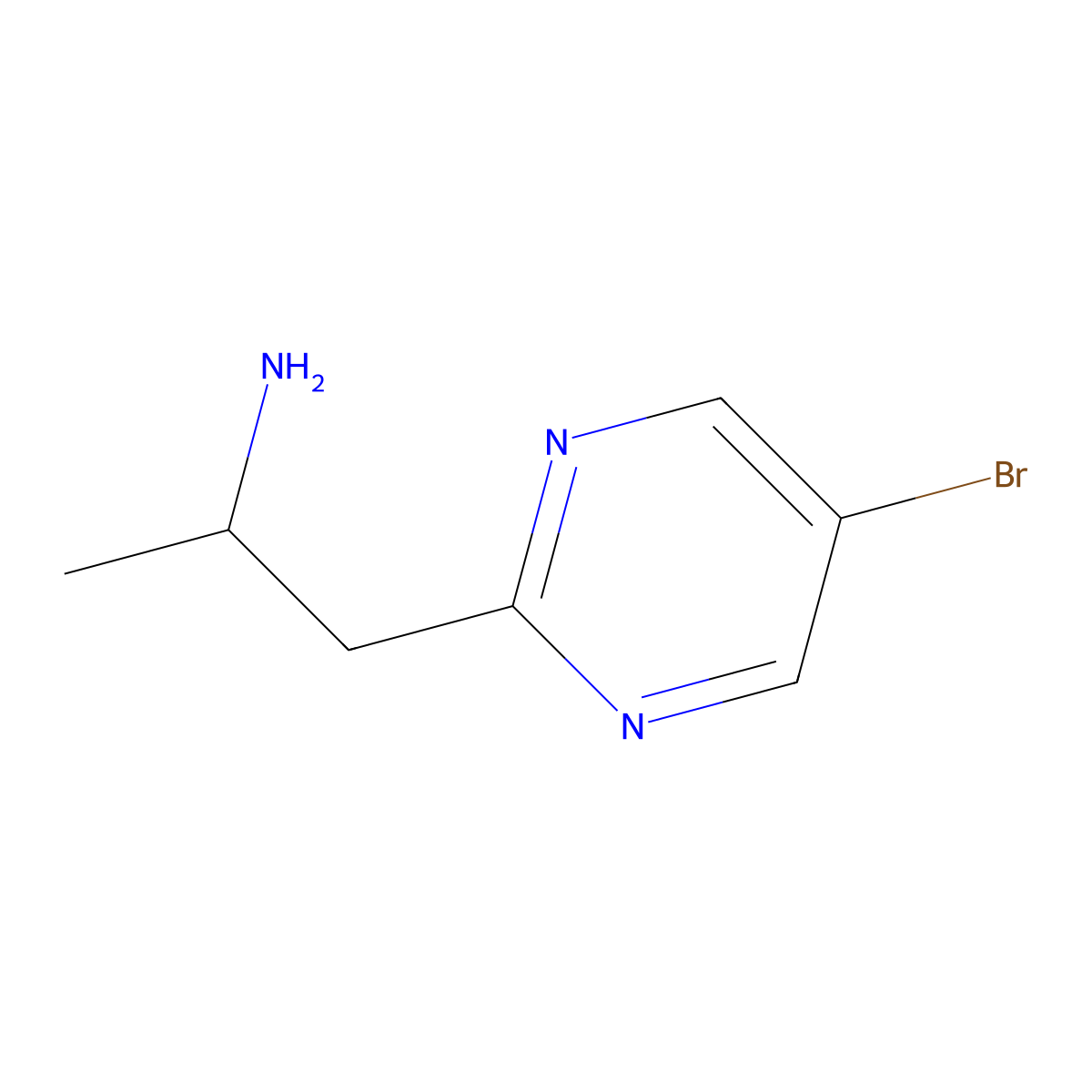 1-(5-Bromopyrimidin-2-yl)propan-2-amine molecular structure, CAS 1410165-72-8