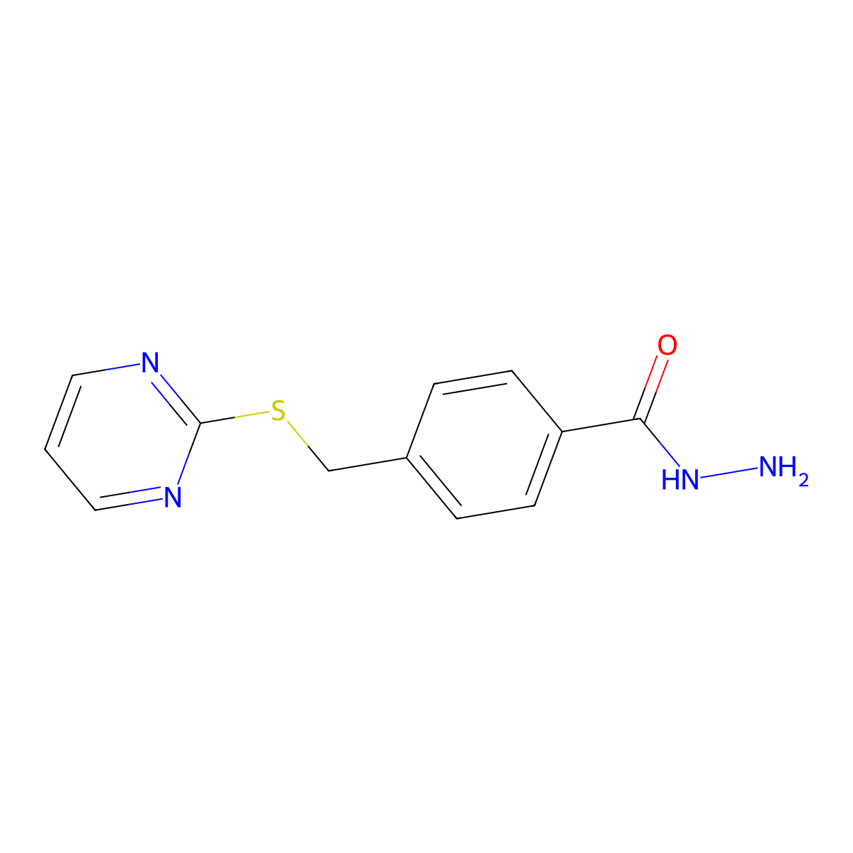 4-[(Pyrimidin-2-ylsulfanyl)methyl]benzohydrazide molecular structure, CAS 1410179-54-2