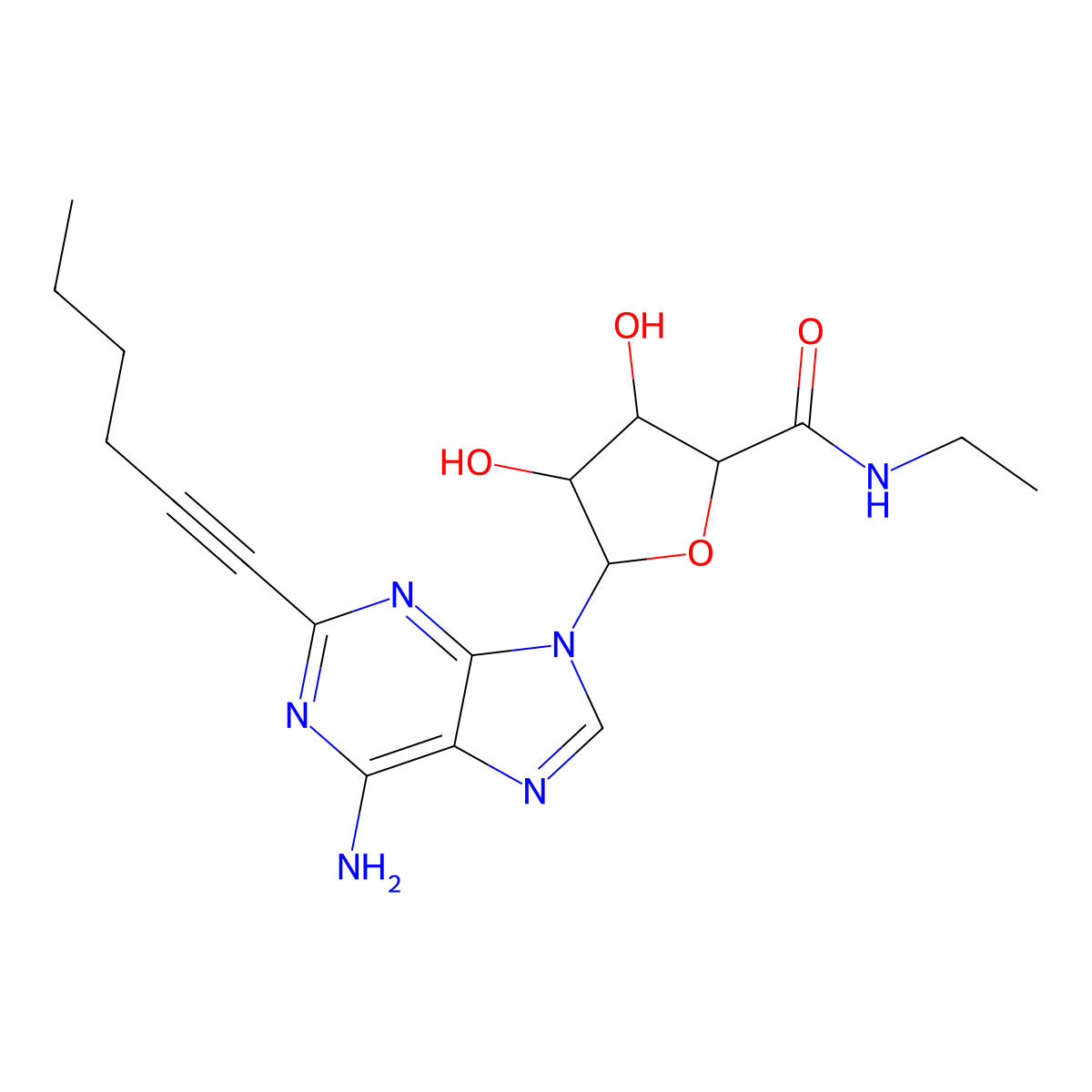 2-Hexynyl-5'-N-ethylcarboxamidoadenosine molecular structure, CAS 141018-30-6