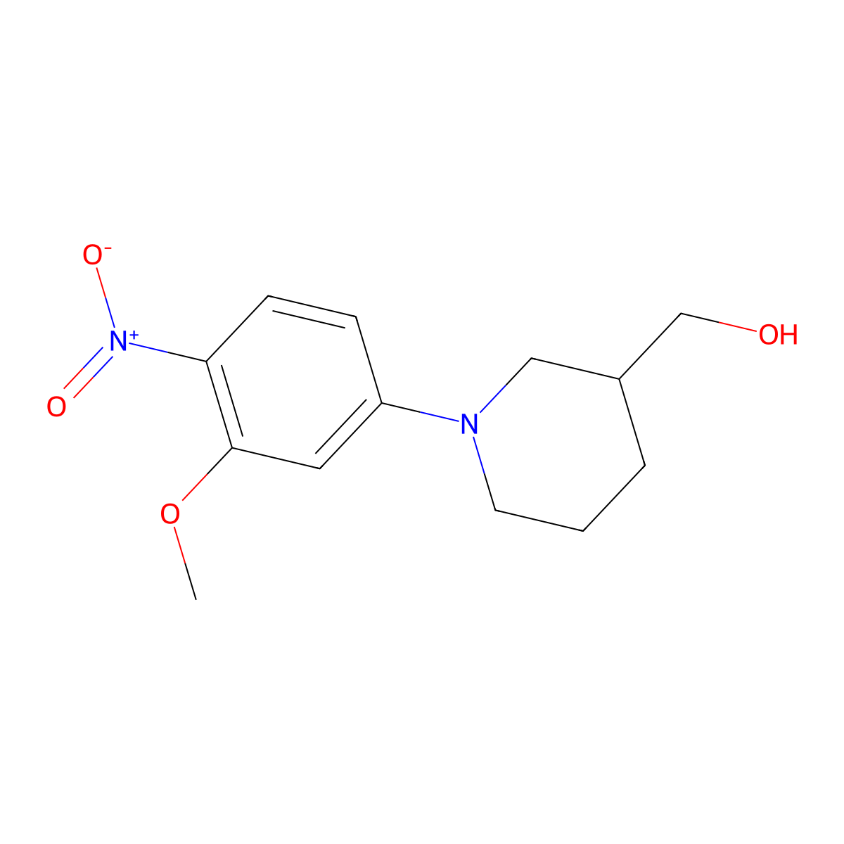 (1-(3-Methoxy-4-nitrophenyl)piperidin-3-yl)methanol molecular structure, CAS 1410204-92-0