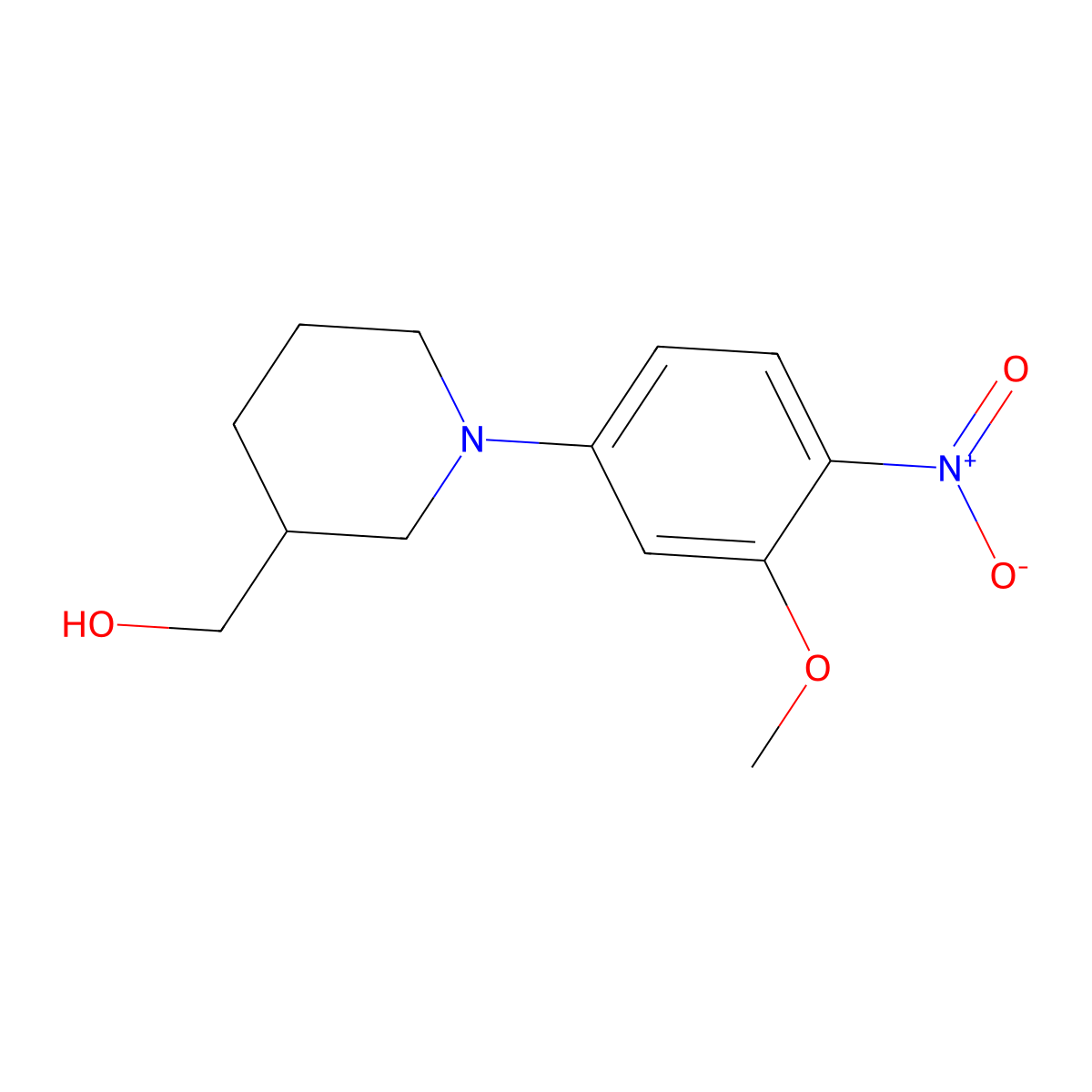 (1-(3-Methoxy-4-nitrophenyl)piperidin-3-yl)methanol molecular structure, CAS 1410204-92-0